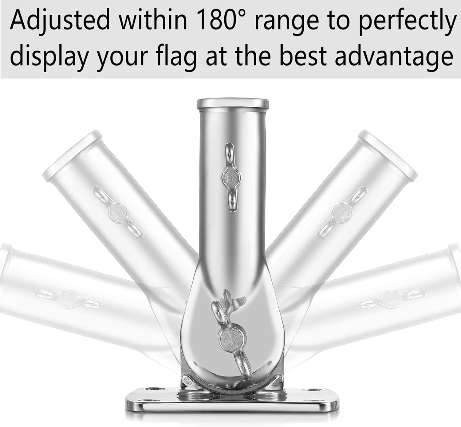 Flag Pole Bracket, Flag Pole Holder - 316 Marine Grade Stainless Steel, Heavy Duty for 1Inch Flag Pole Mount