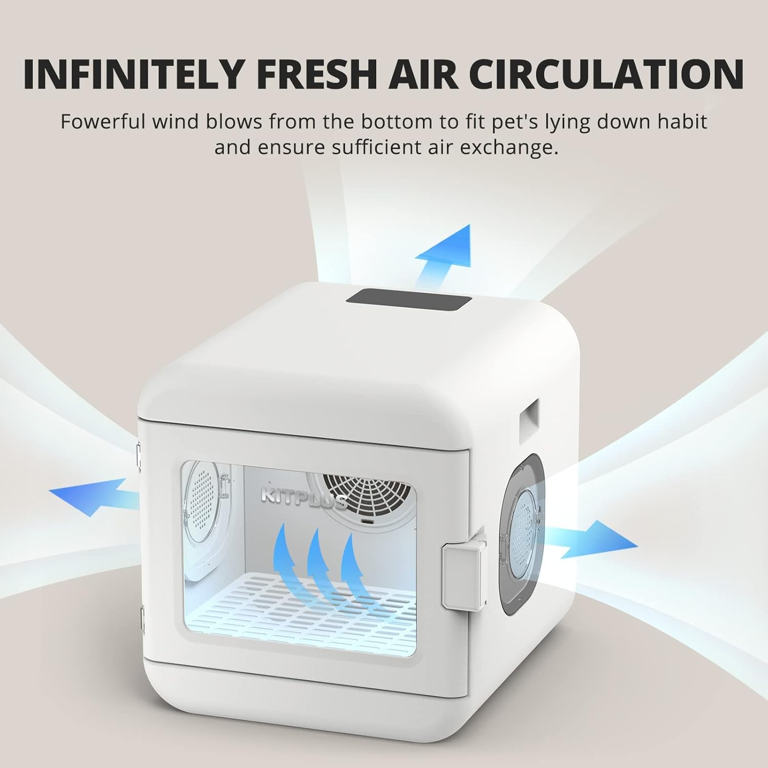 Pet Hair Dryer Box, Ultra Quiet Blow Dryer 6L Capacity for Cats and Small Dogs, Professional Fast Drying Blower, Temperature and Time, 360 Degree Warm Wind image number 5