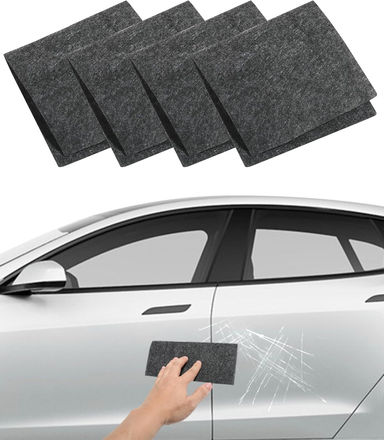 4Pcs Nano Sparkle Cloth for Car Scratches,Nanosparklecloth Scratch Remover Erase Car Scratches,Easily Repair Minor Scratches Paint Residues and Water Spots,Magic Car Scratch Repair Cloth image number 1