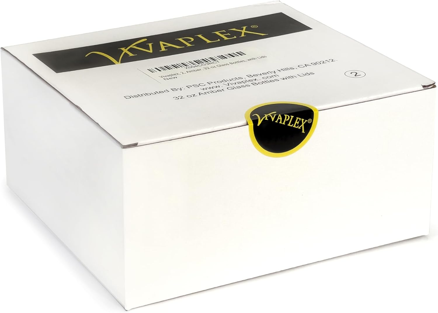 Vivaplex, 2, Amber, 32 Oz Glass Bottles, with Lids image number 1