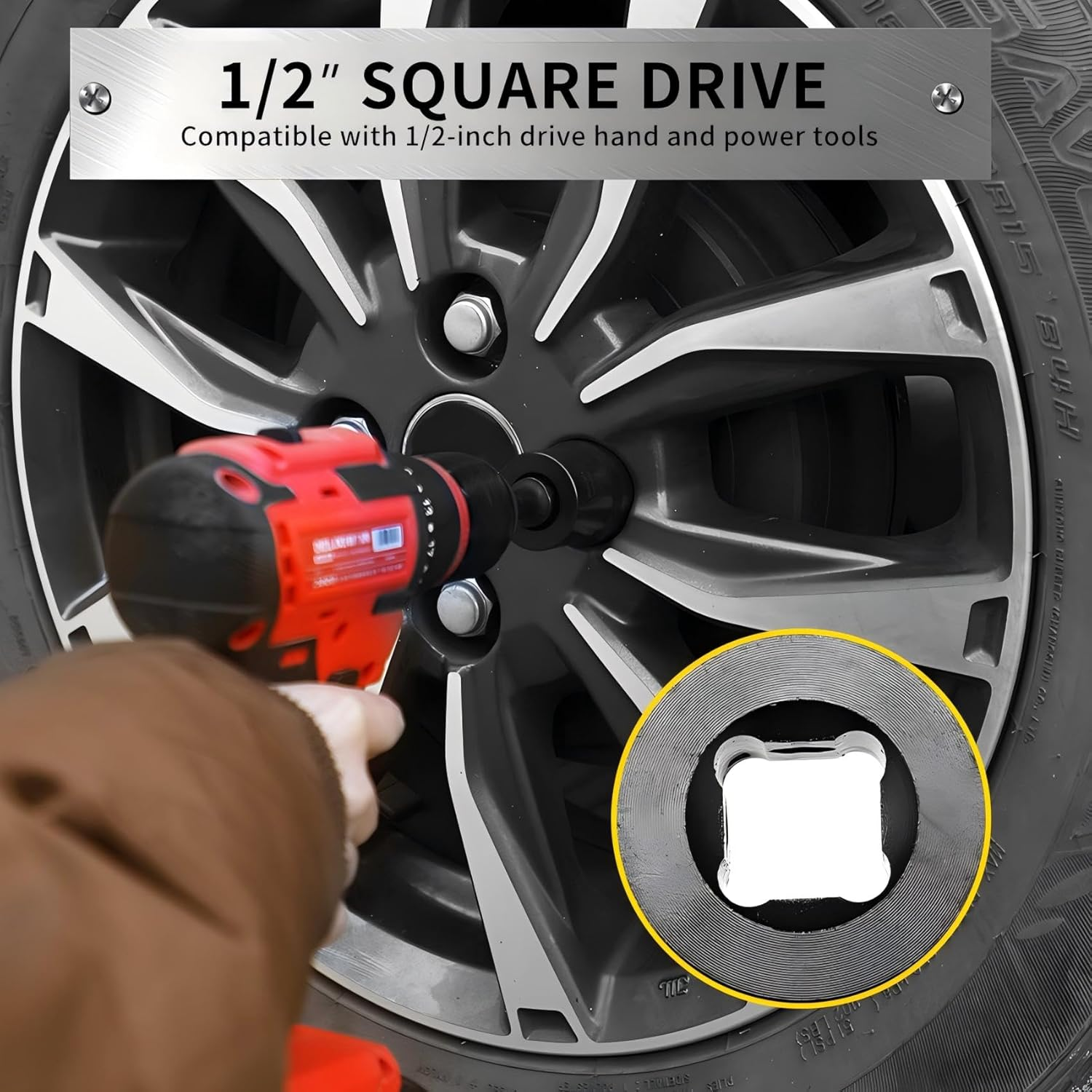 6 PCS Lug Nut Removal Tool, 1/2-Inch Drive Impact Twist Socket Set & Bolt Extractor Set, Wheel Lock Removal Kit for Removing Damaged, Frozen, Rusted, Nuts & Screws, Cr-Mo Steel image number 4