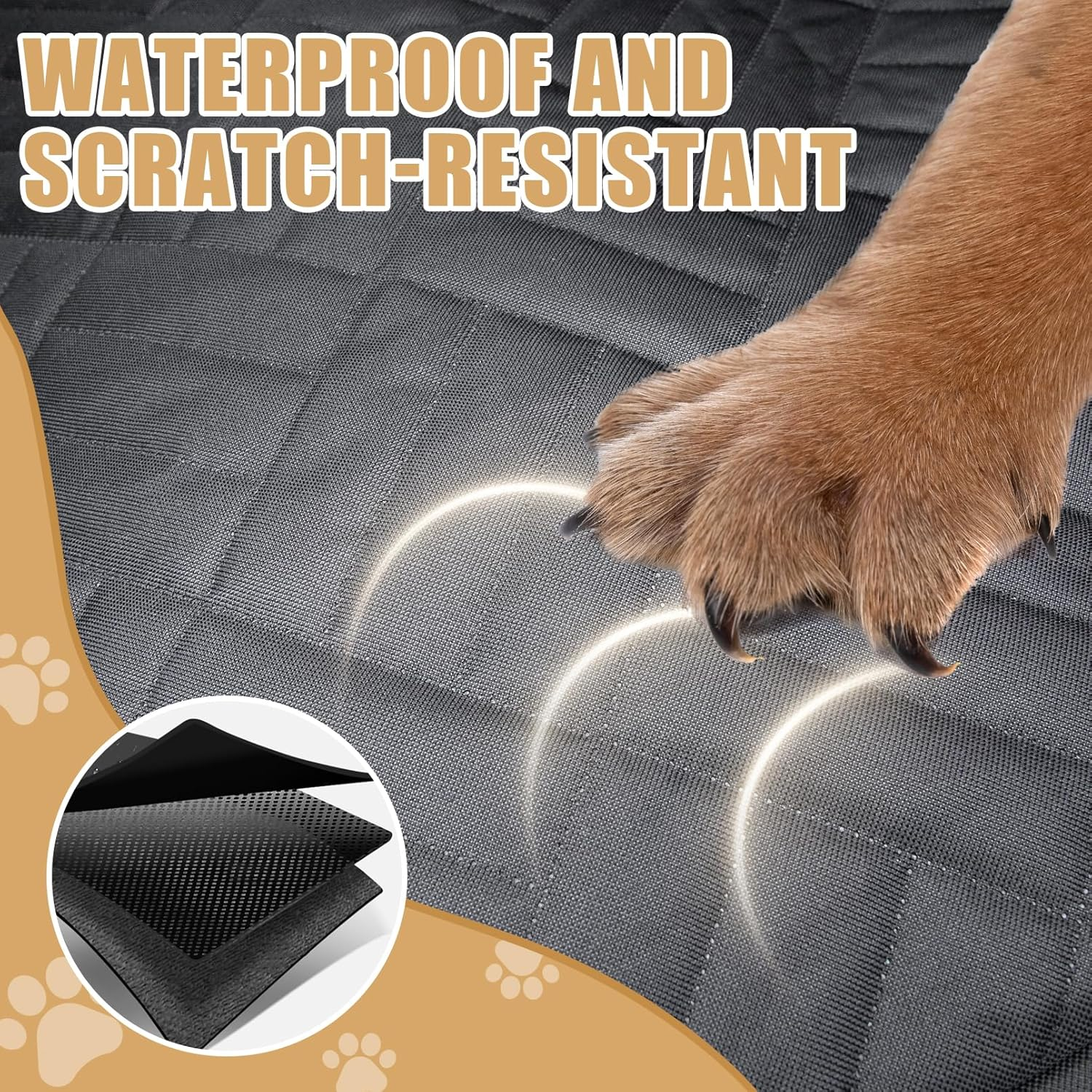 Large Space Hard Bottom Dog Car Seat Cover,Dog Car Seat Extender with Mesh Window,Waterproof Dog Hammock,Hard Bottom,Wear-Resistant,Machine Washable,Suitable for Cars,Suvs,Trucks image number 5