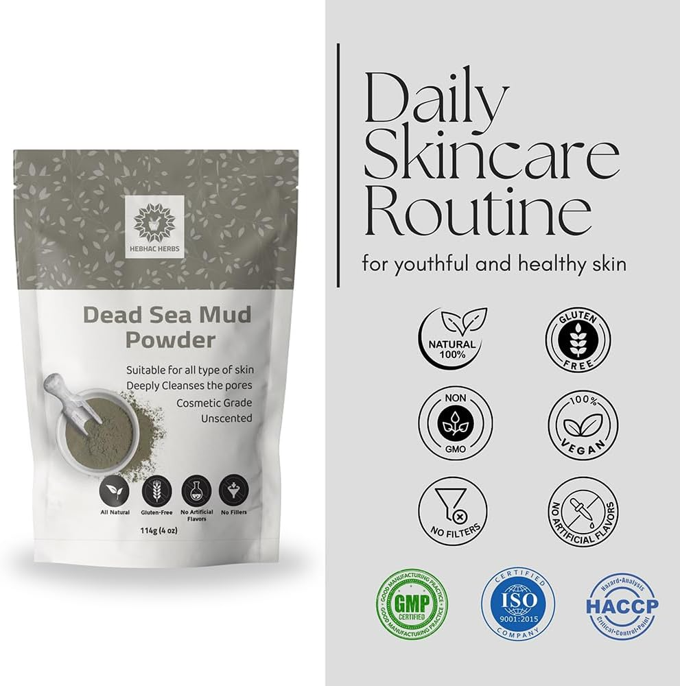 Hebhac Herbs Dead Sea Mud Clay Powder for Facial Mask - for Men Women 114 G Pack of 1 image number 5