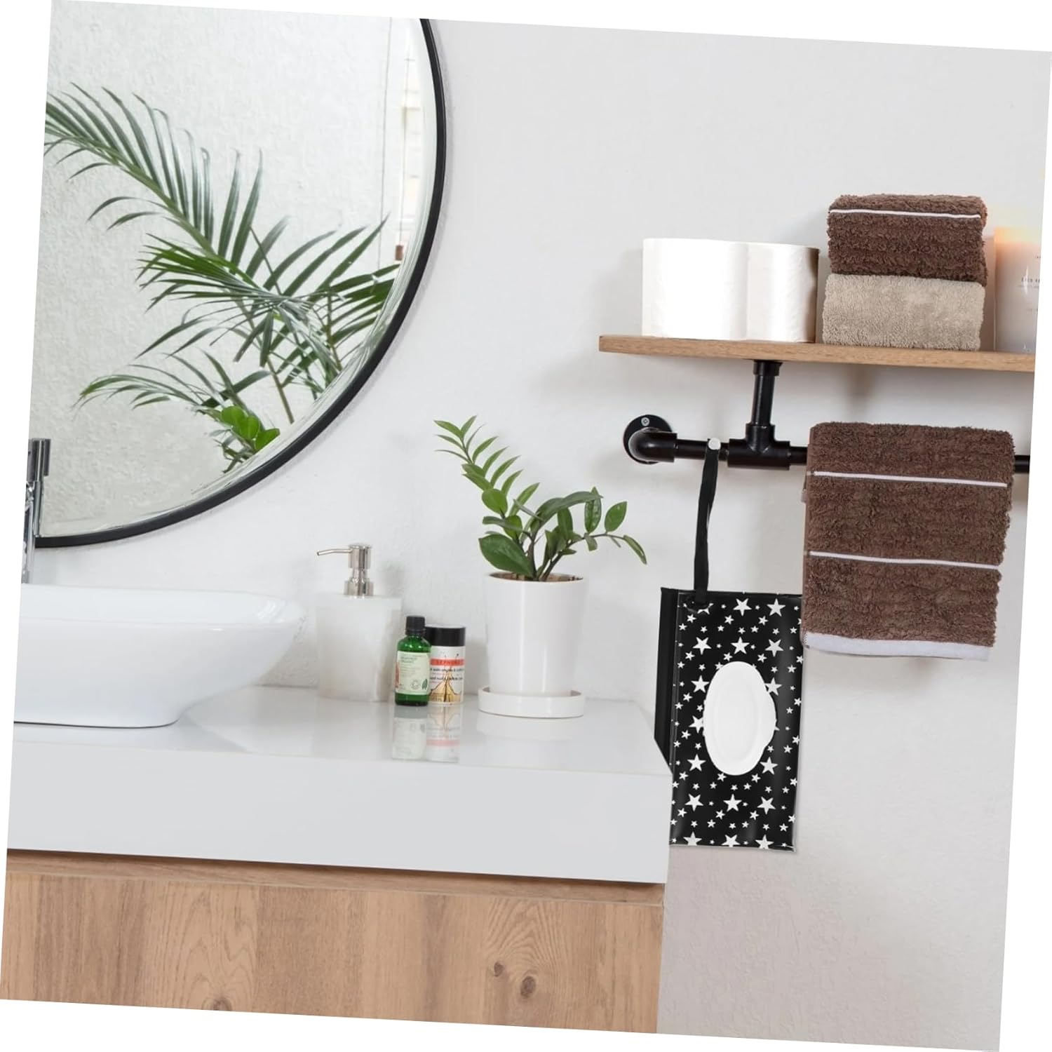 SHOWERORO Elegant Wipe Dispenser Pouch Reusable Tissue Bag Portable Travel Container image number 2