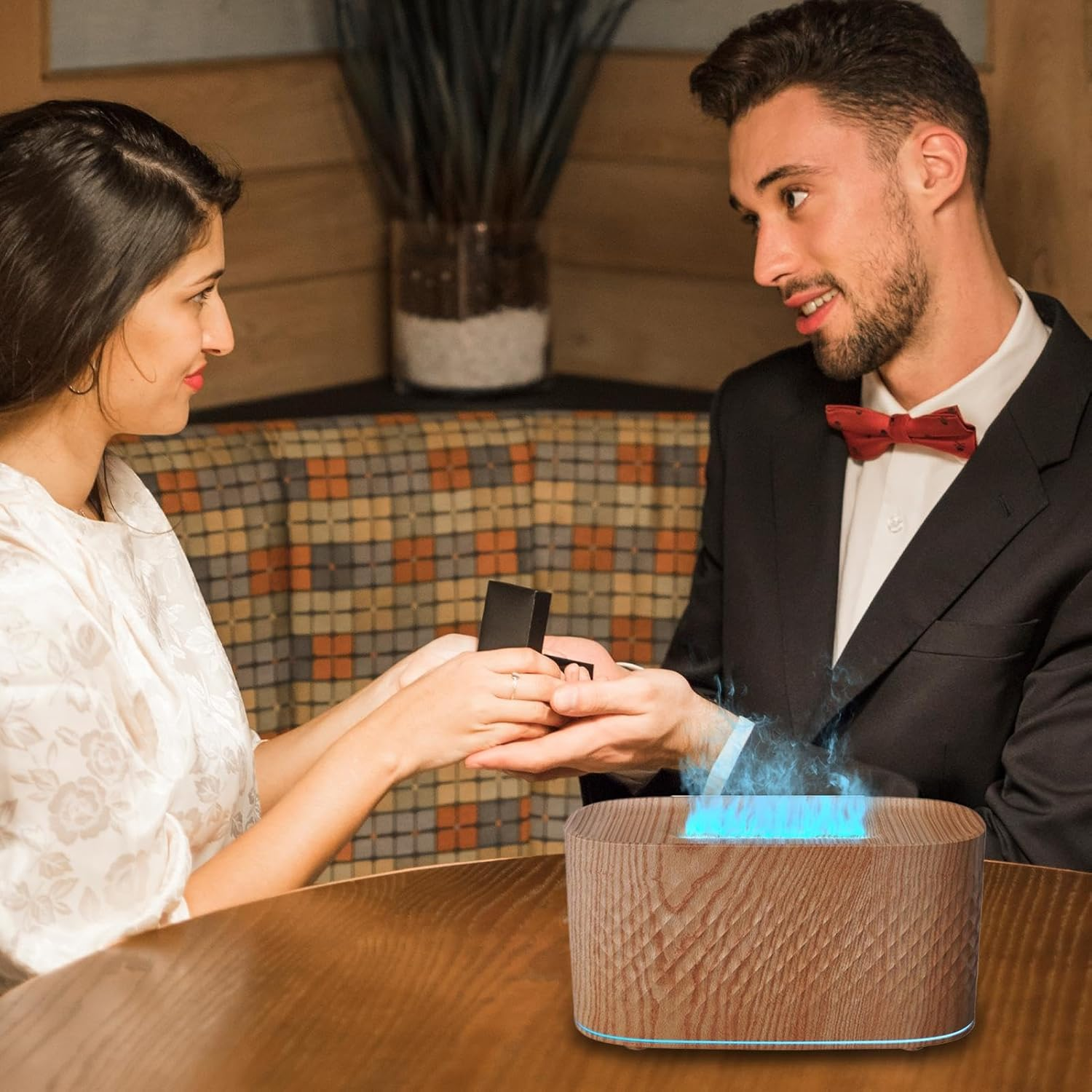 Flame Oil Diffuser - Flame Air Diffuser, Air Fragrance Diffuser with USB Charging | Colorful Diffuser Humidifier with 2 Spray Modes, Bonfire Fragrance Diffuser P - Wood Color image number 6