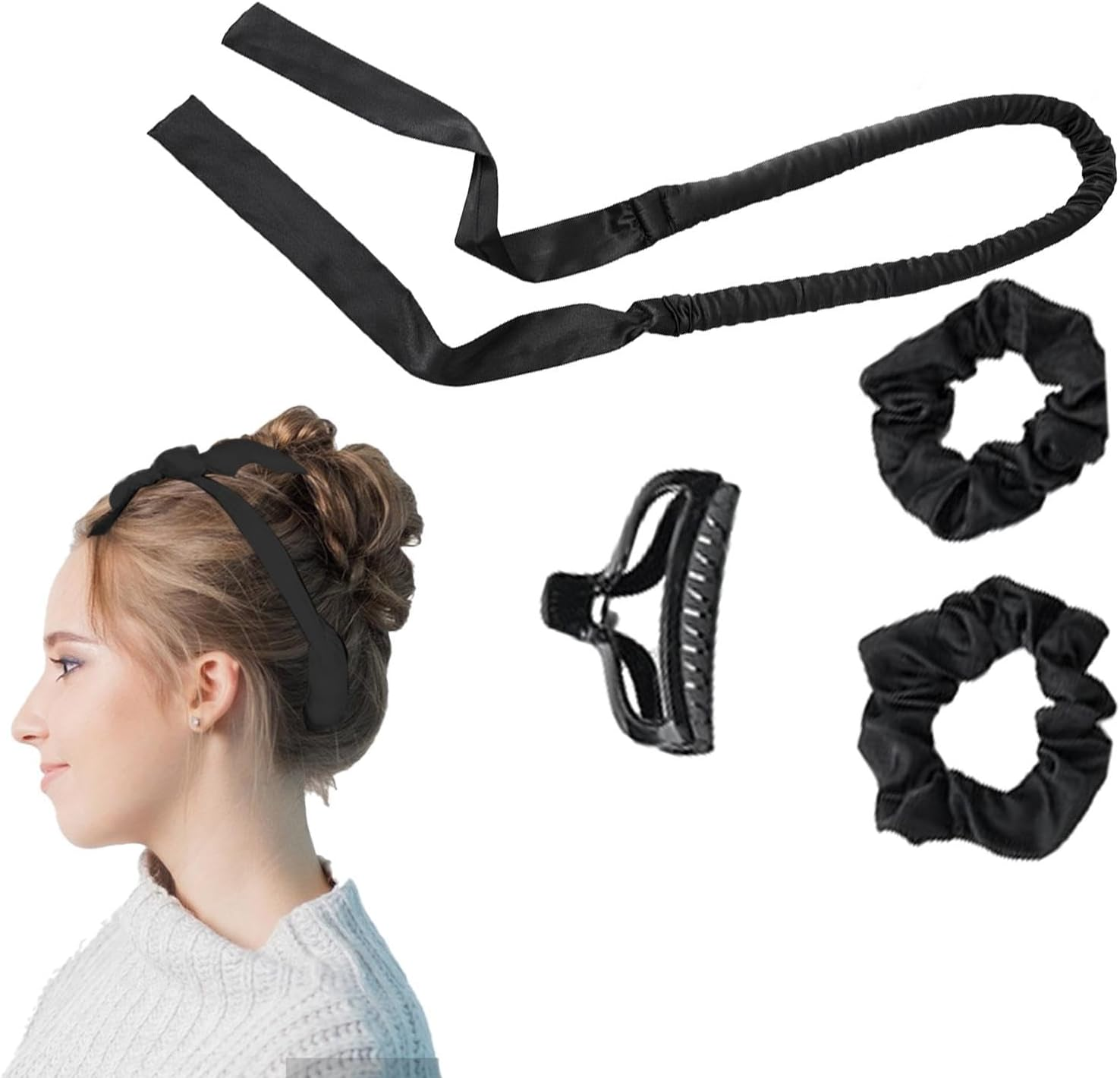 TQEBWUS Heatless Hair Curler | Sleeping Satin Curling Set - Styling Tool Heatless Curlers, Overnight Hair Curlers for Straight Hair, Long Short Hair image number 6