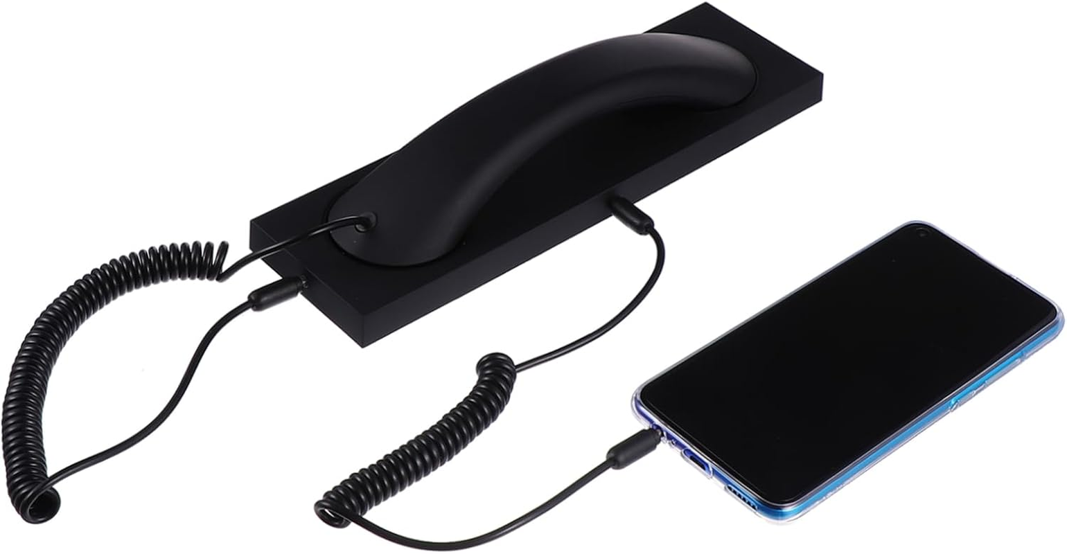 FELTECHELECTR Retro Cellphone Handset Vintage Voice Headset High Definition Anti-Radiation Ergonomic Design for Mobile Phones Tablets Computers with 3.5Mm Interface image number 3