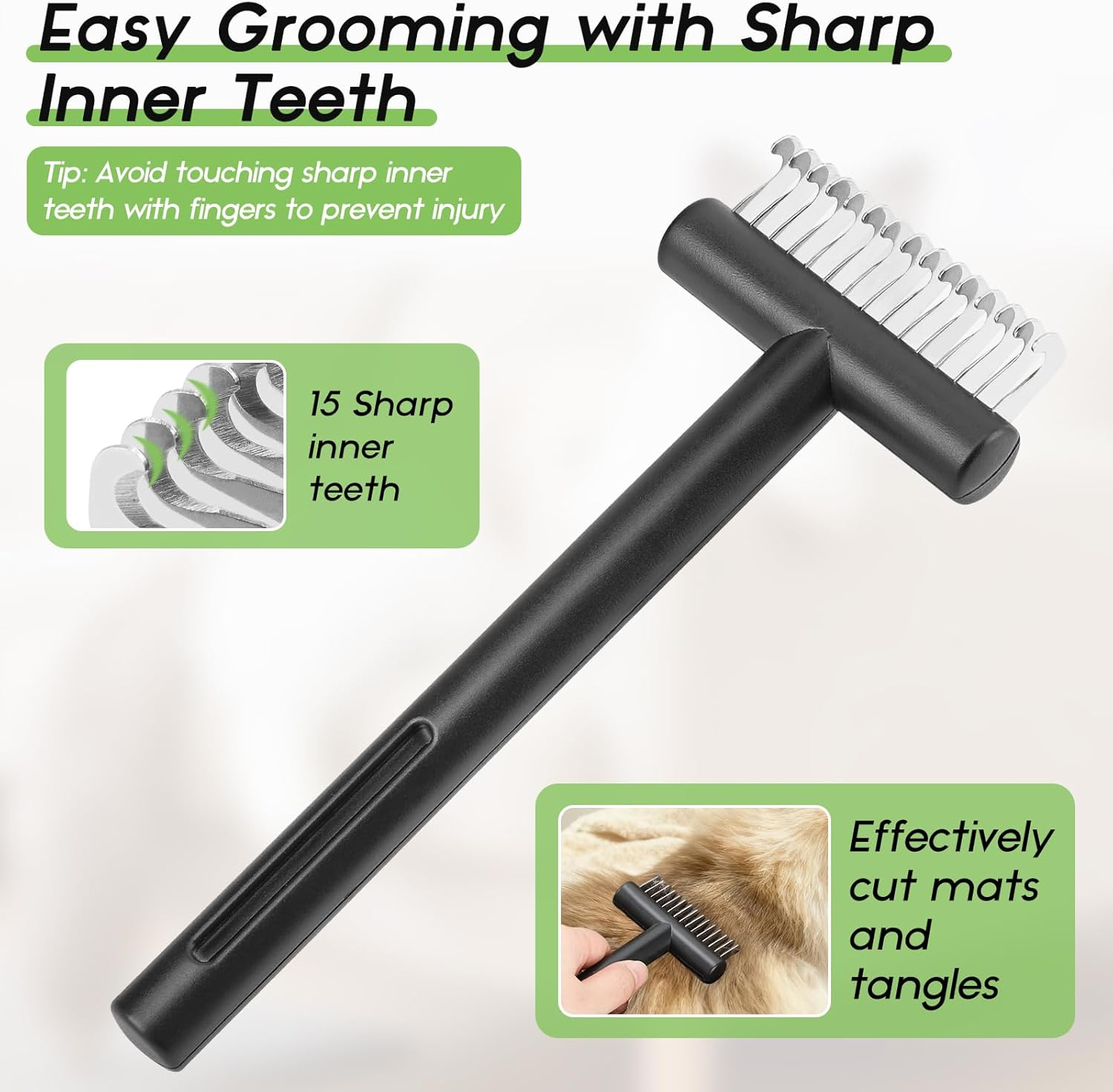 Euqvunn Dematting Comb, Dog Brush Undercoat Detangles and Cuts Effortlessly Tangles, Undercoat Brush Cat and Longhaired Cats, Dogs, Rabbits and Small Pets image number 3