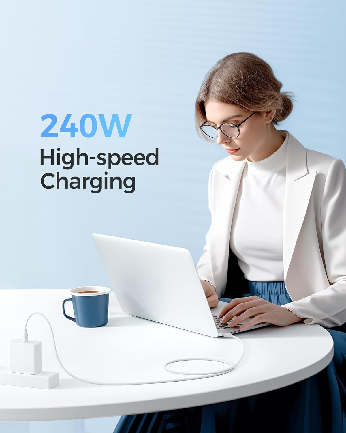 Cable Matters 2-Pack Extreme Soft 240W USB C Cable - 1.8M, Short USB C Charger Cable for [240W Charging, 480Mbps Data, No Video], Works with Macbook, Ipad Pro, Dell XPS, Surface Pro, White image number 2