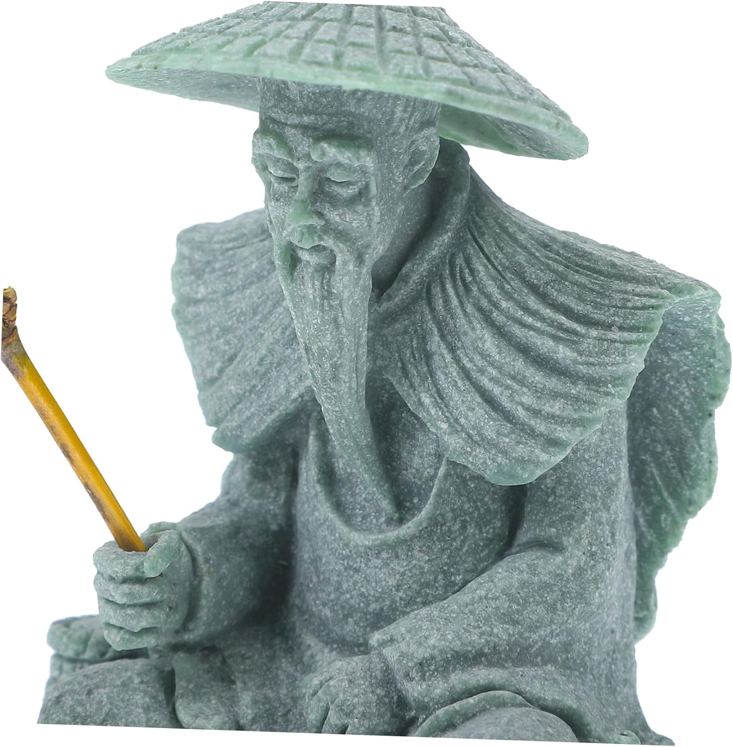 Hohopeti Aquarium Fisherman Statue Miniature Fisherman Figure for Fish Tank Decor Chinese Sitting Fishing Man Micro Landscape Tea PET image number 1