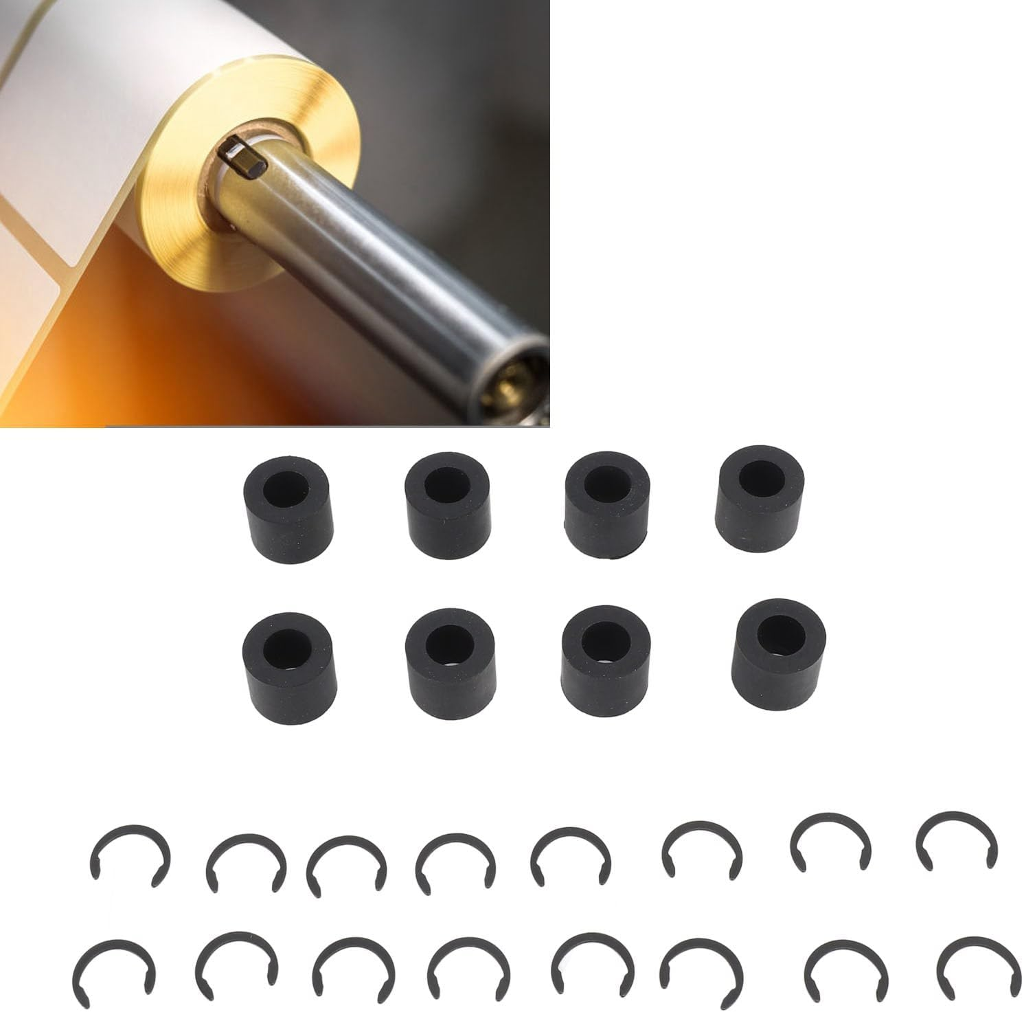 Spare Rubber Rollers Replacement for Cricut Maker for Maker 3, Prevents Slipping Mat Guide Spare Rubber Wheel with 16 Fixing Ring, 8Pcs Rubber Roller Resolution image number 1