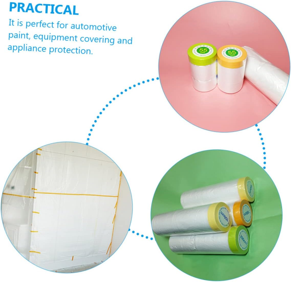 Jojofuny 6Rolls Masking Paper Automotive Masking for Painting Covering Protective Film Tape Paper for Automotive Paint Supplies image number 4