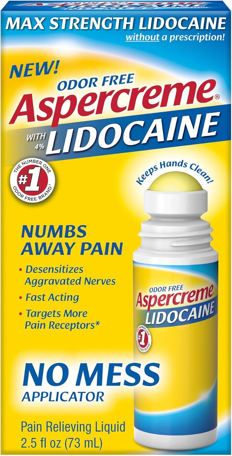 Aspercreme 4% Lidocaine No Mess Applicator, 2.5 Oz., Pack of 3