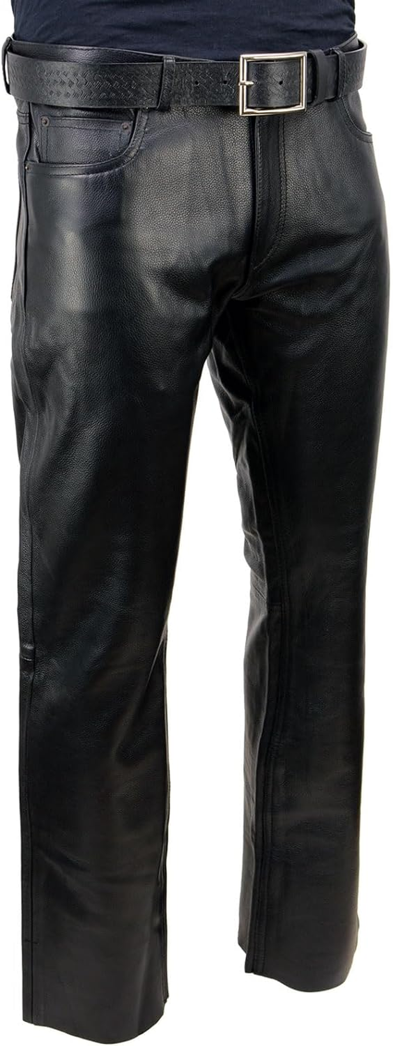 Milwaukee Leather LKM5790 Men'S Black Classic 5 Pocket Casual Motorcycle Leather Pants - 36 image number 6