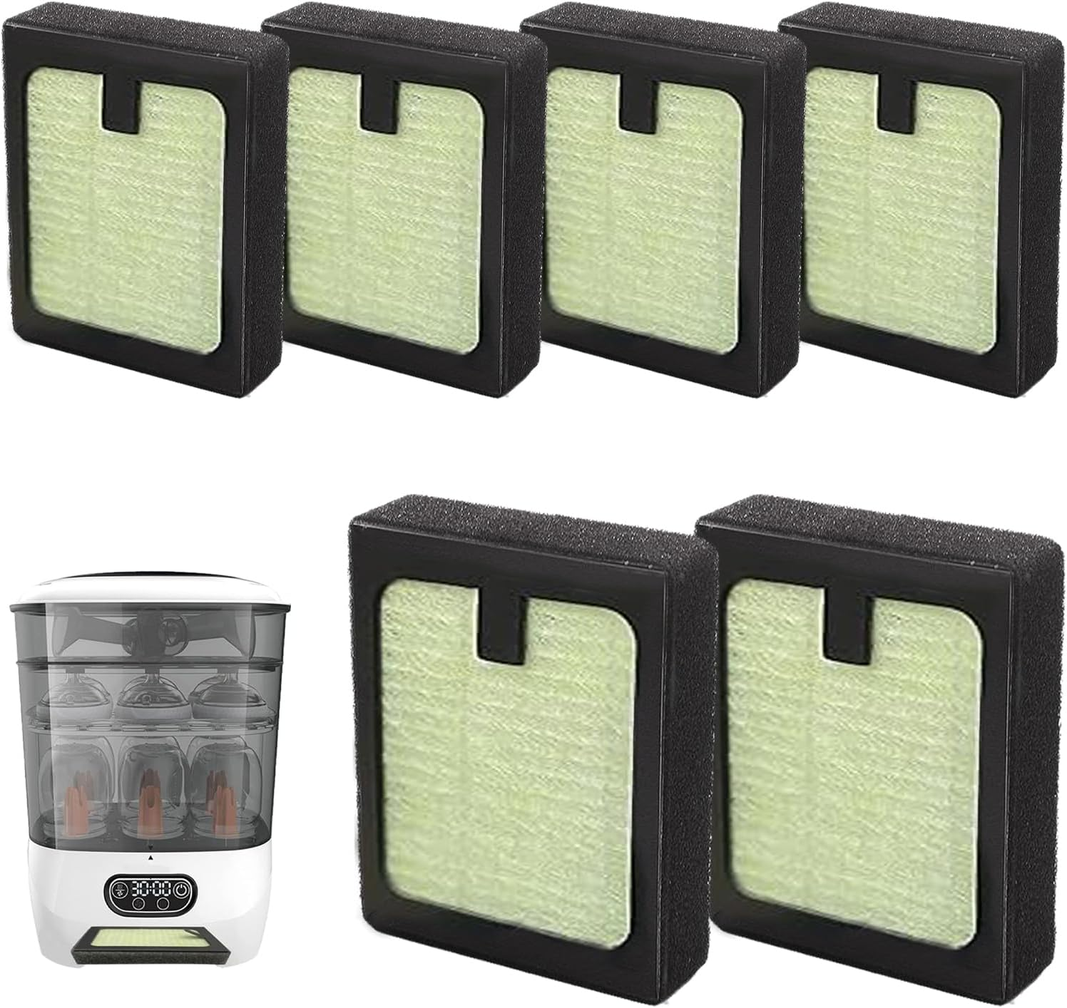 6 PCS HEPA Filter Replacement Compatible with Baby Brezza Bottle Dryer Advanced and Baby Brezza Bottle Washer Pro image number 1