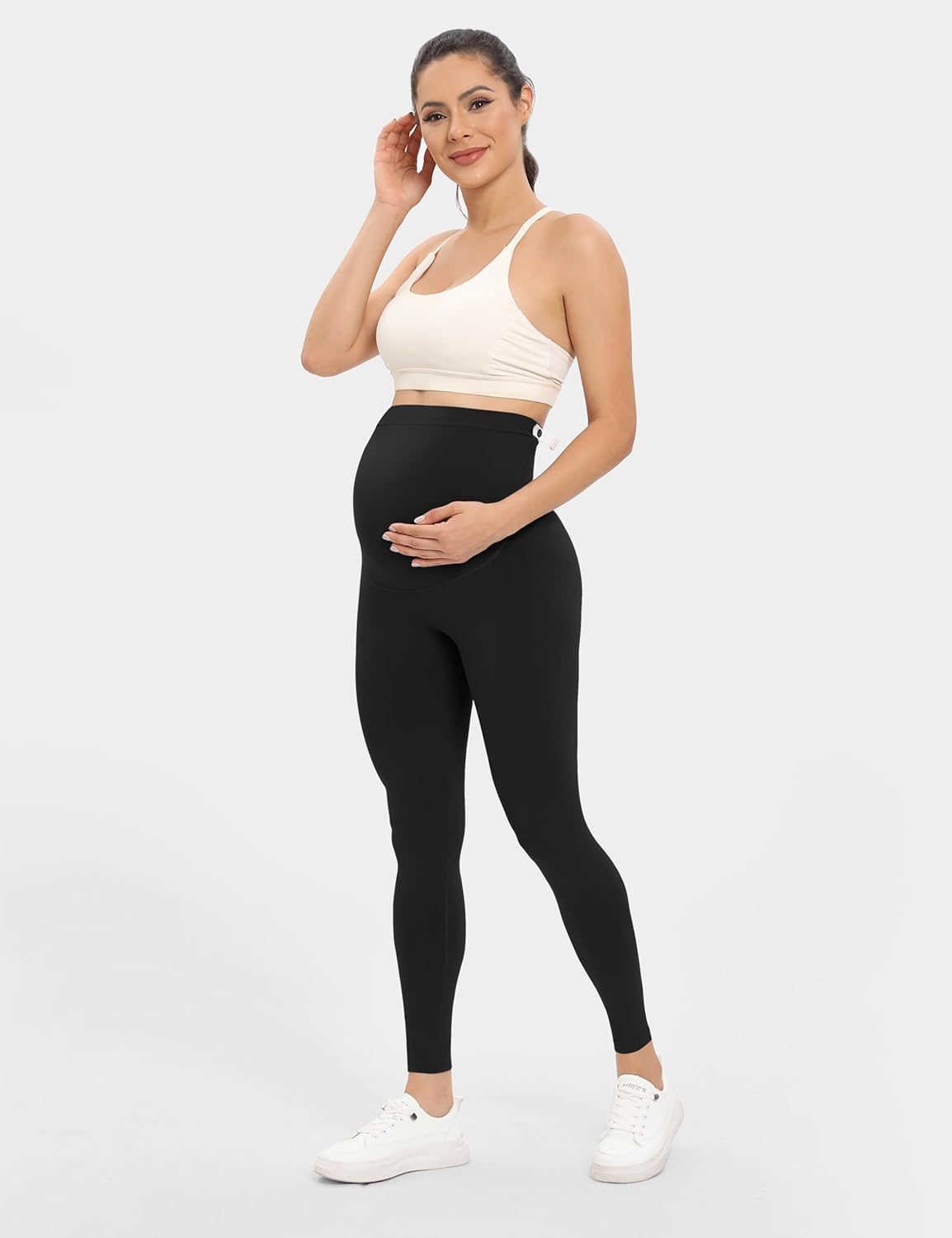 Buttergene Women'S Maternity Leggings over the Belly Maternity Yoga Pants Workout Pregnancy Leggings image number 6