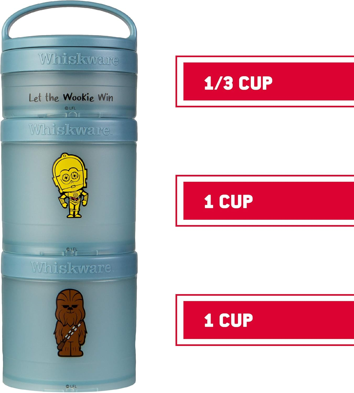 Whiskware Star Wars Stackable Snack Containers for Babies, Kids, and Toddlers, 3 Stackable Snack Cups for School and Travel, Formula and Cupholder Friendly, Stormtrooper and Darth Vader image number 6