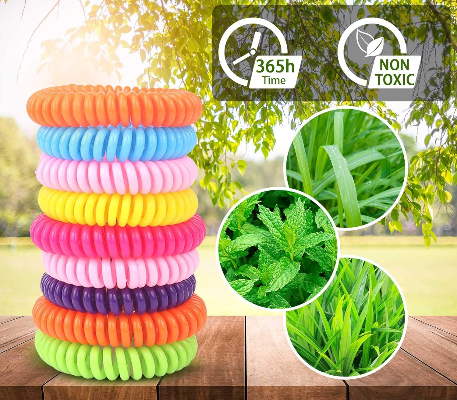 20 Pack Mosquito Bracelets, Deet-Free Waterproof Mosquito Bands, 20 Individually Packed Bands 1