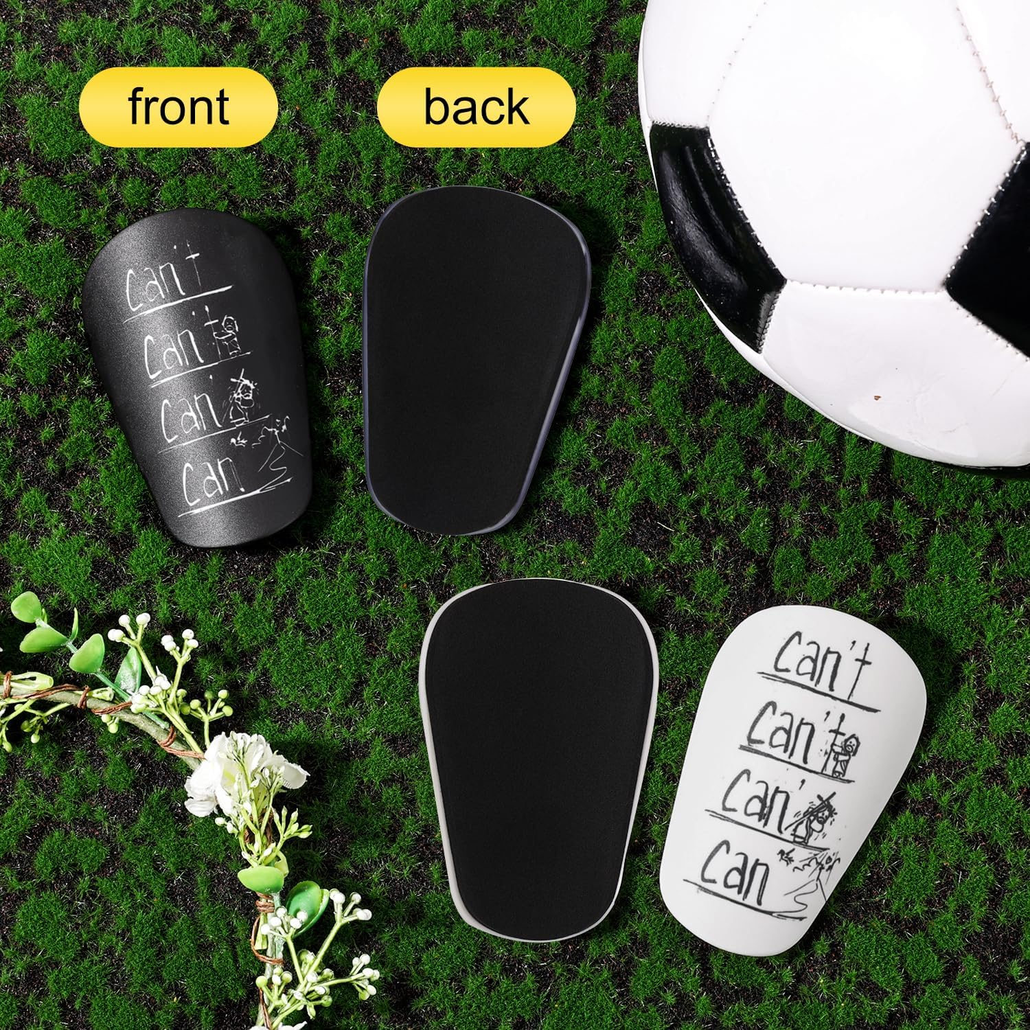 2 Pairs Mini Soccer Shin Guards, 3.94X2.36 Inch Small Shin Guards Anti-Slip Football Shin Pads Protective Shin Guards for Teenagers Children Adults Boys Girls image number 3
