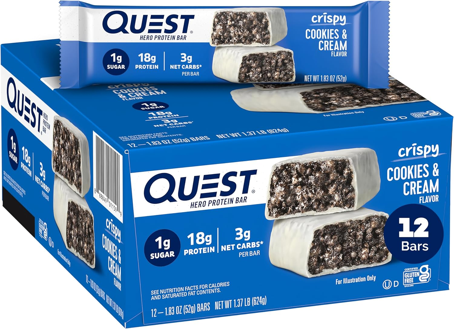Quest Nutrition Cookies & Cream Hero Bar - 12 Count image number 2