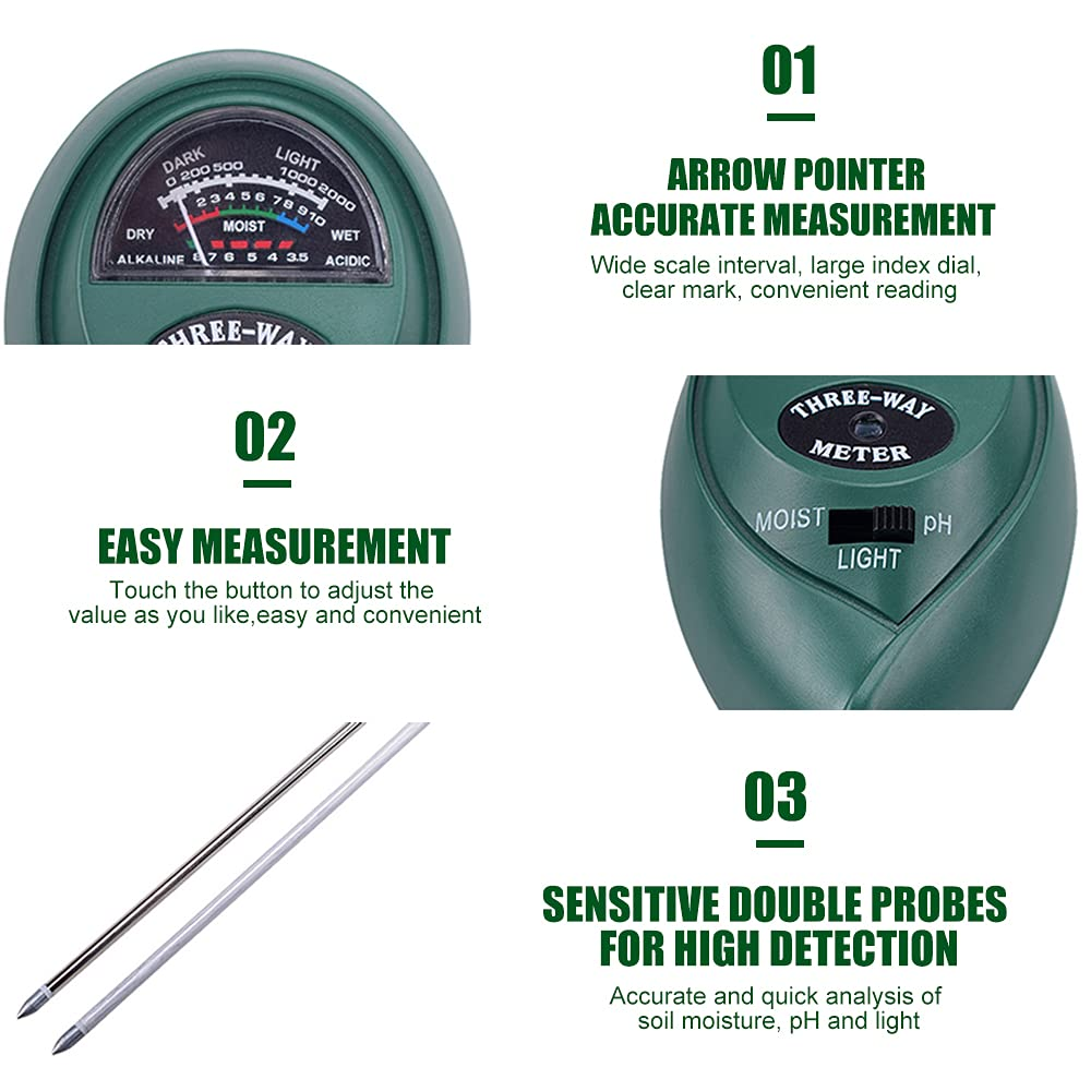 3-In-1 Soil Test Kit PH Meter Light for Garden Farm Lawn Plants Accurate Reading No Electricity Needed Plug and Read image number 6