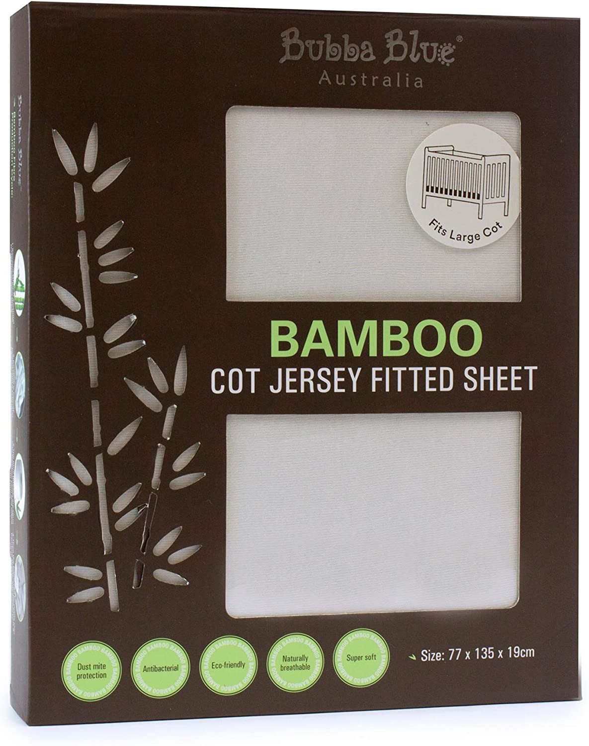 Bubba Blue Bamboo Jersey Cot Fitted Sheet, White image number 1