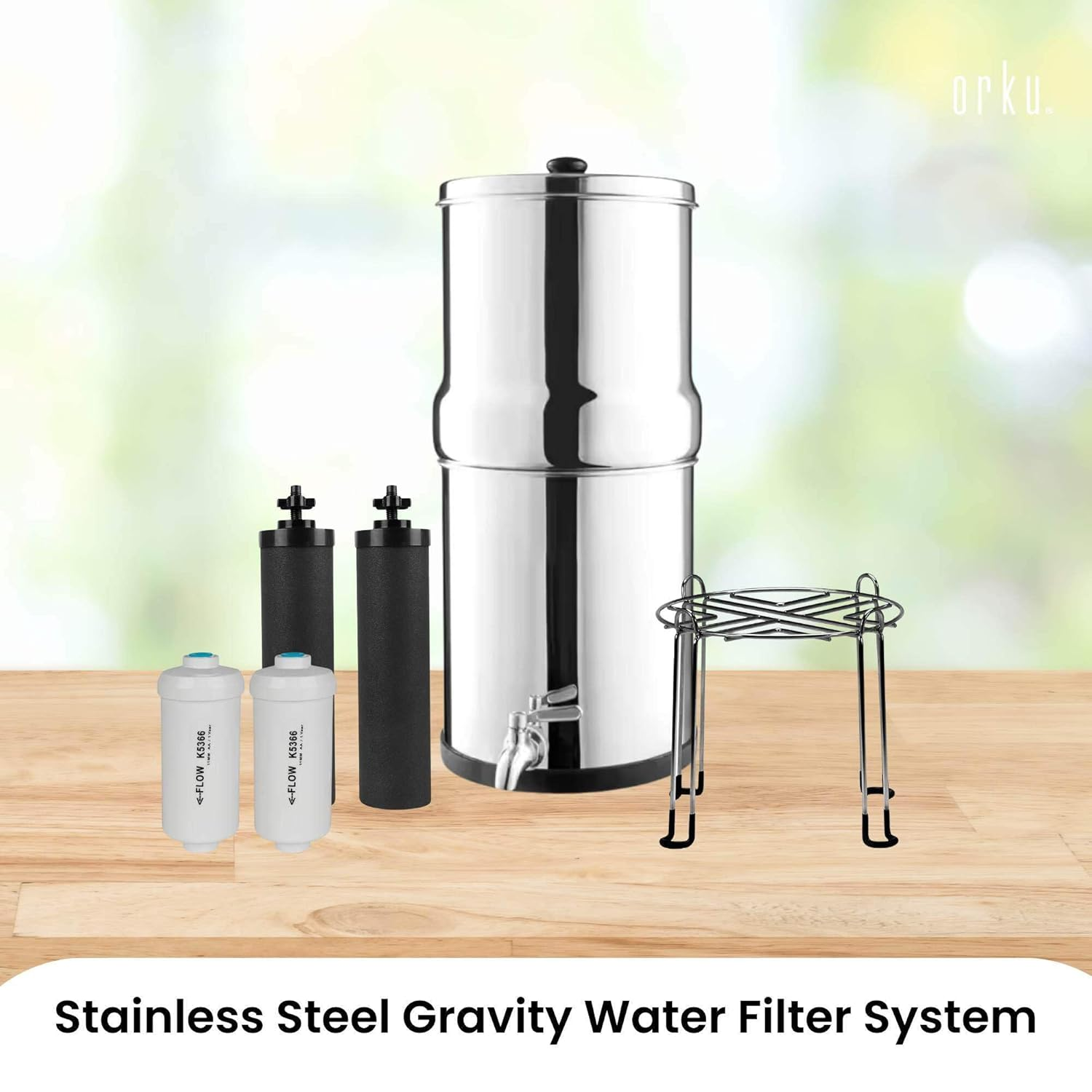 Orku 8.5L Gravity Benchtop Water Filter - Stainless Steel Fluoride Removal image number 5