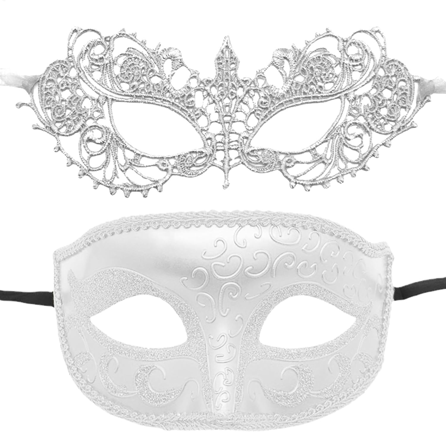 Masquerade Face Cover - 2Pcs Lace Masquerade Masks Set, Mysterious Lace Face Cover | Couples Masks, Gothic Lace Masks for Masquerade Ball, Halloween, Elegant Lace Masks, Couples Masks