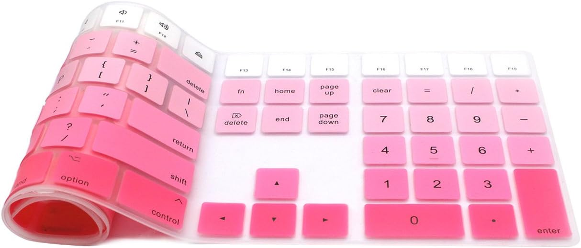 MMDW Ultra Thin Silicone Full Size Wireless Bluetooth Numeric Keyboard Cover Skin for Apple Imac 2017 Latest Magic Keyboard with Numeric Keypad MQ052LL/A A1843 US Layout Ombre Pink image number 1