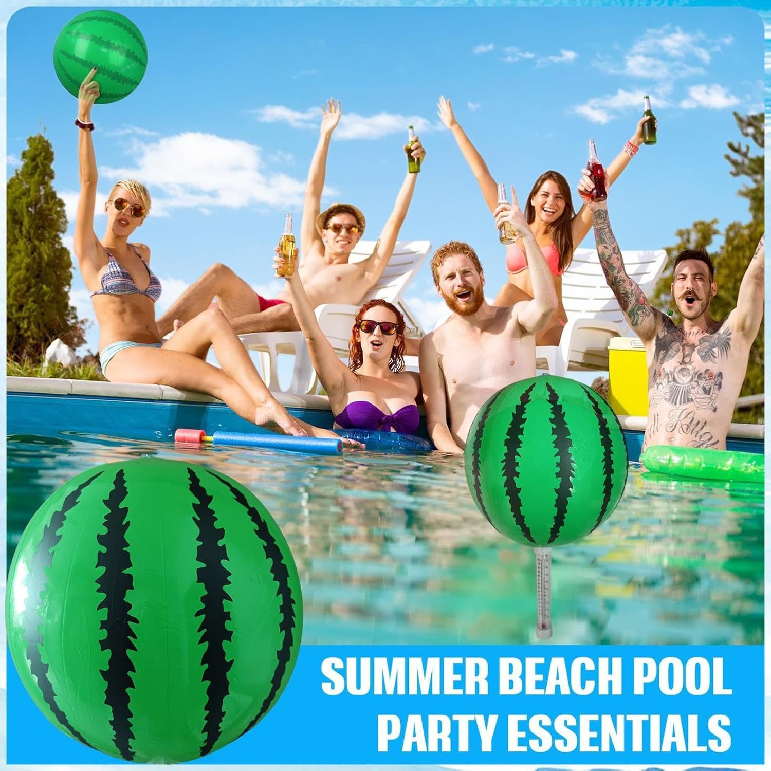 Pool Temp Gauge, Watermelon Floating Thermometer with Easy Read Display, Indoor Outdoor Temperature Meter for Cold Plunge Hot Tub Spa Ice Bath Aquarium Pond Pool Water image number 5