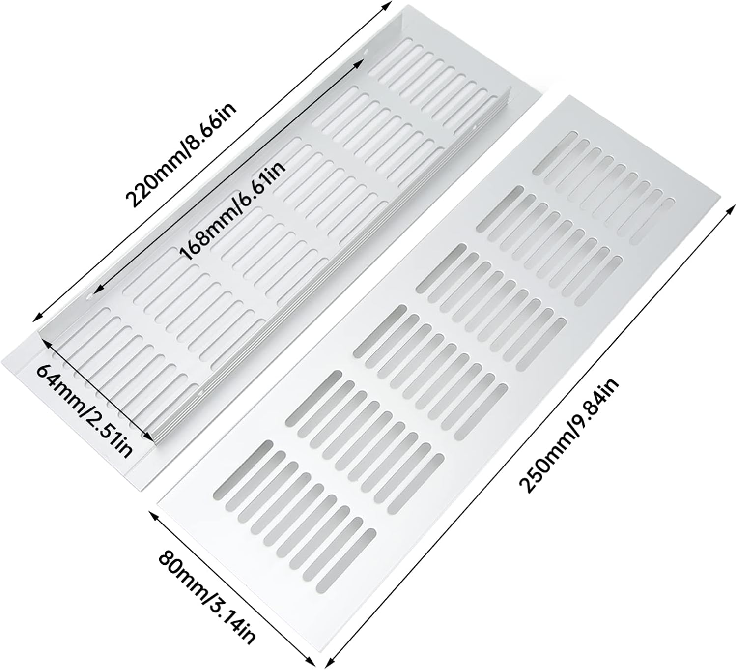 Cabinet Air Vent Grille Silver Rectangle Heat Dissipation Ventilation Grill for Caravan (80 * 250Mm) image number 1
