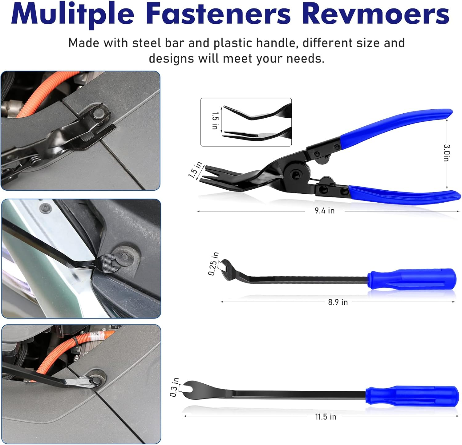 JNLK 352Pcs Trim Removal Tool, Pry Tool, Door Panel Removal Tool Kit, Clip Tool, Fasteners Removal Tool with Car Retainer Body Clips, Automotive Hook Set, Blue - Red image number 7