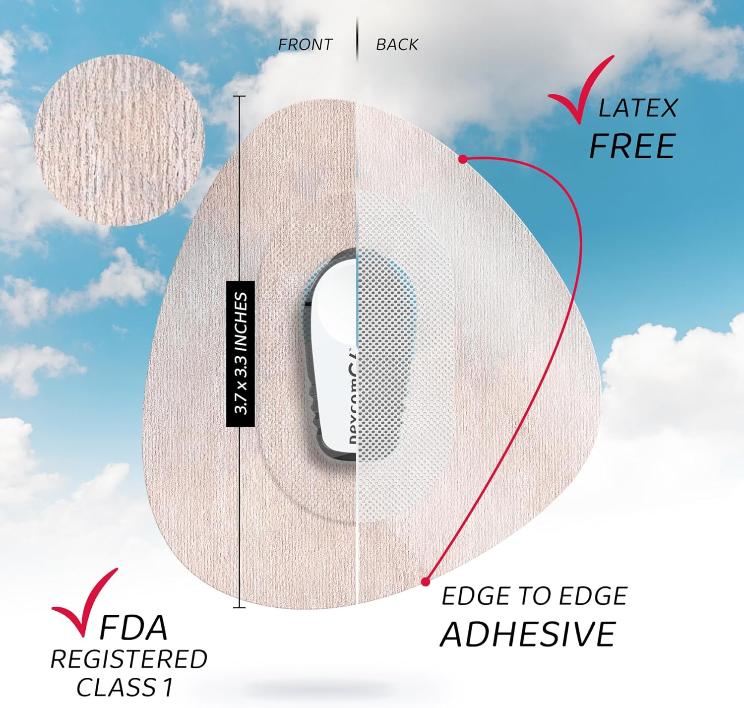 Not Just a Patch Air (20 Pack) - CGM Dexcom G6 Adhesive Patches with Hole -Thin, Strong and Light, 14 Day Adhesion, Durable Dexcom Patches G6 Sensor Protectors in Beige - Blue image number 7