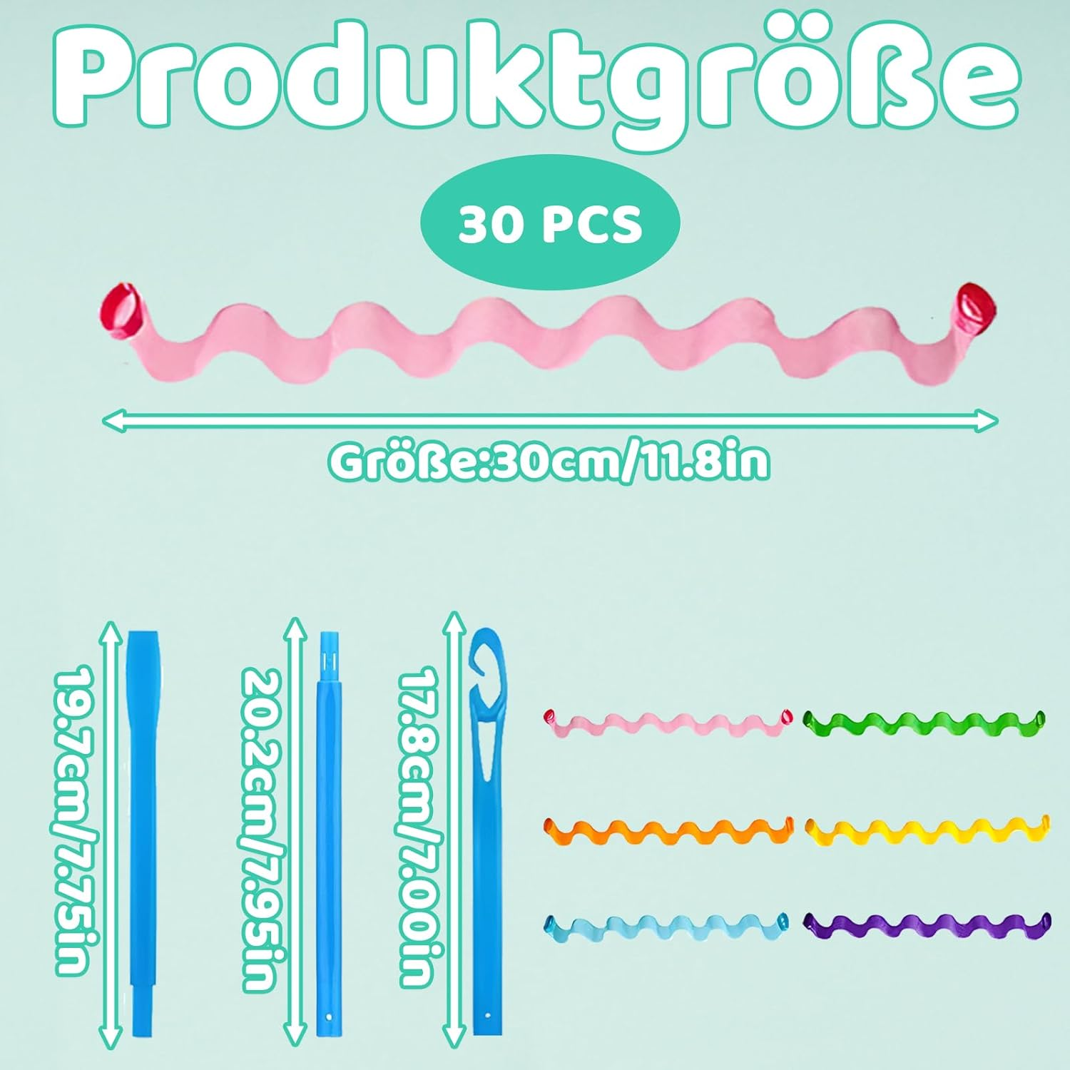 MOAZIFI 30-Piece Curler Set - Curls without Heat for Long Hair, Heatless Curls Overnight with 2 Styling Hooks for Natural Waves and Volume image number 1