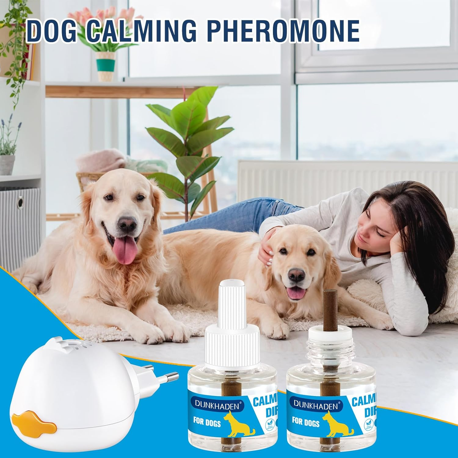Dog Calming Pheromone Diffuser for Relief Anxiety, Reducing Barking, Attacks and Combating Stress & 3 in 1 Calming Diffuser for Dogs 48ML 2 Refills Fit All Dogs(Tasteless) image number 3