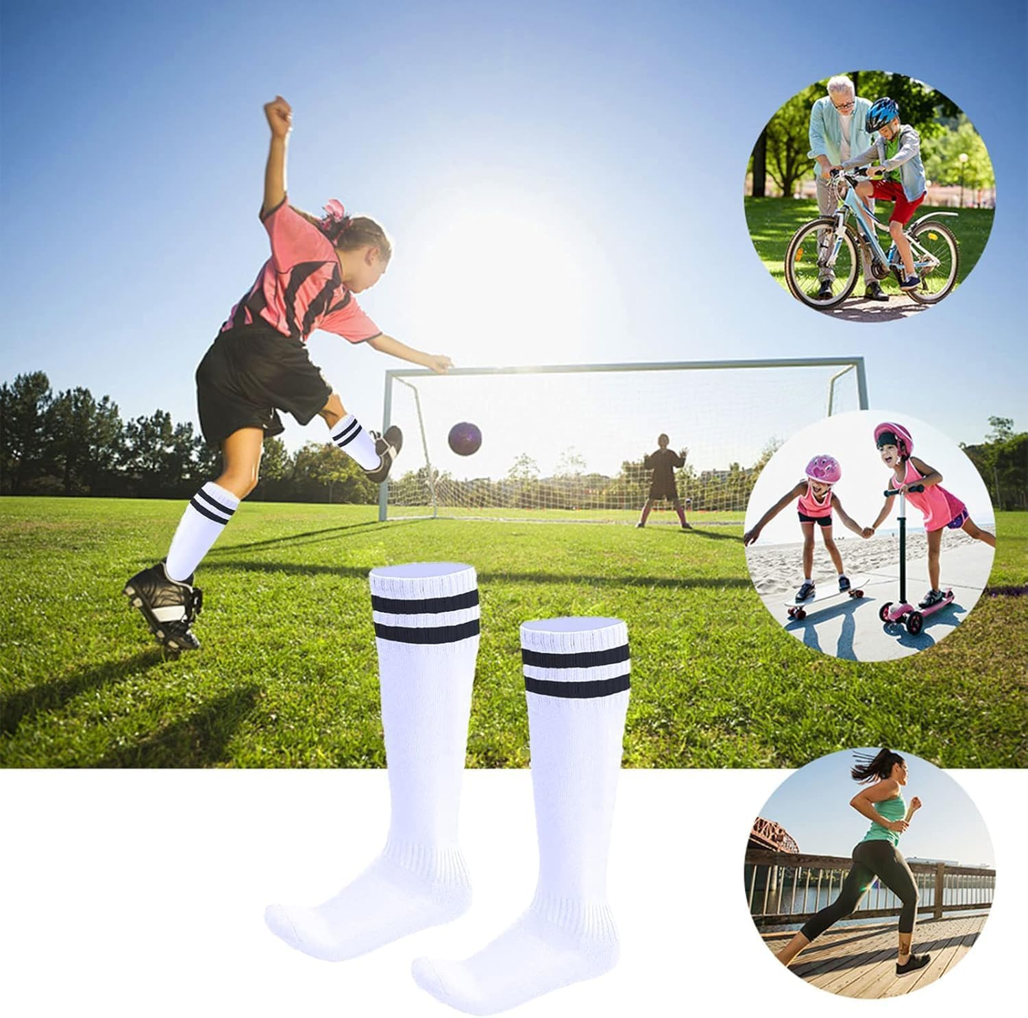 1 Pair Elasticity Soccer Socks, School Team Dance Sports Socks, High Socks for Boys & Girls