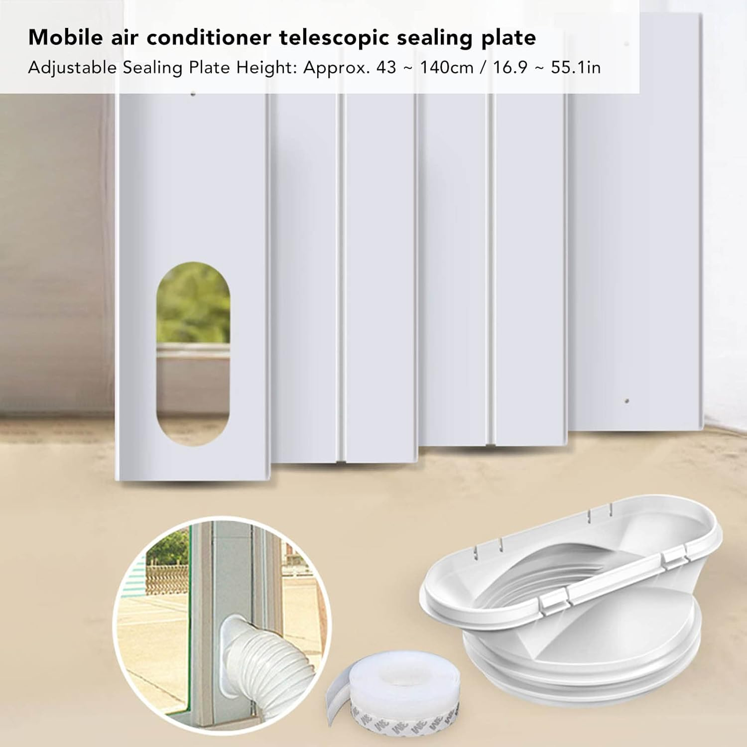 Air Conditioning Window Kit Non-Deformed Heat Resistant Seamless Power Saving Adjustable Sliding AC Valve Kit with for Office image number 5