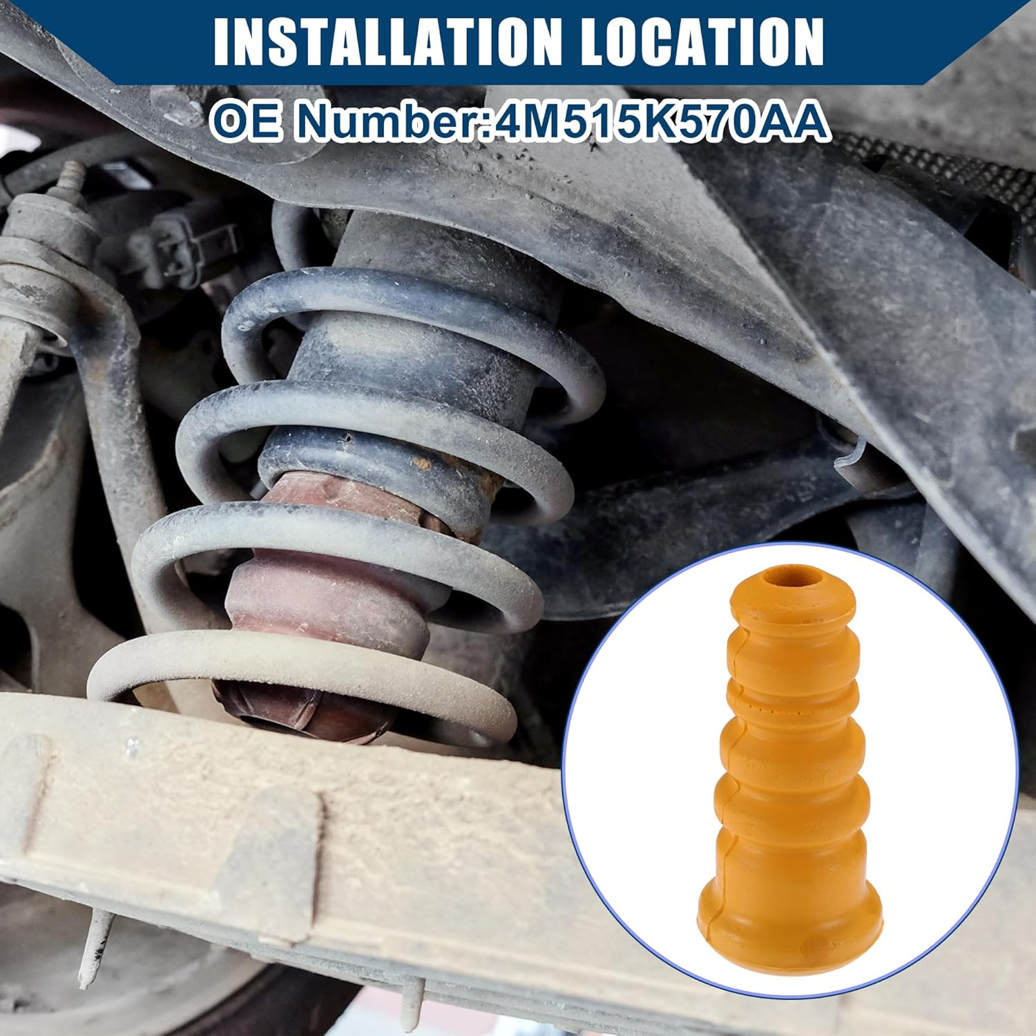 No.4M515K570Aa Suspension Strut Bumper Bump Stop for Mazda 3 2004-2012 for Mazda 5 2007-2012 / Rear Rubber Jounce Bumper Buffer/Durable / 2 Pcs