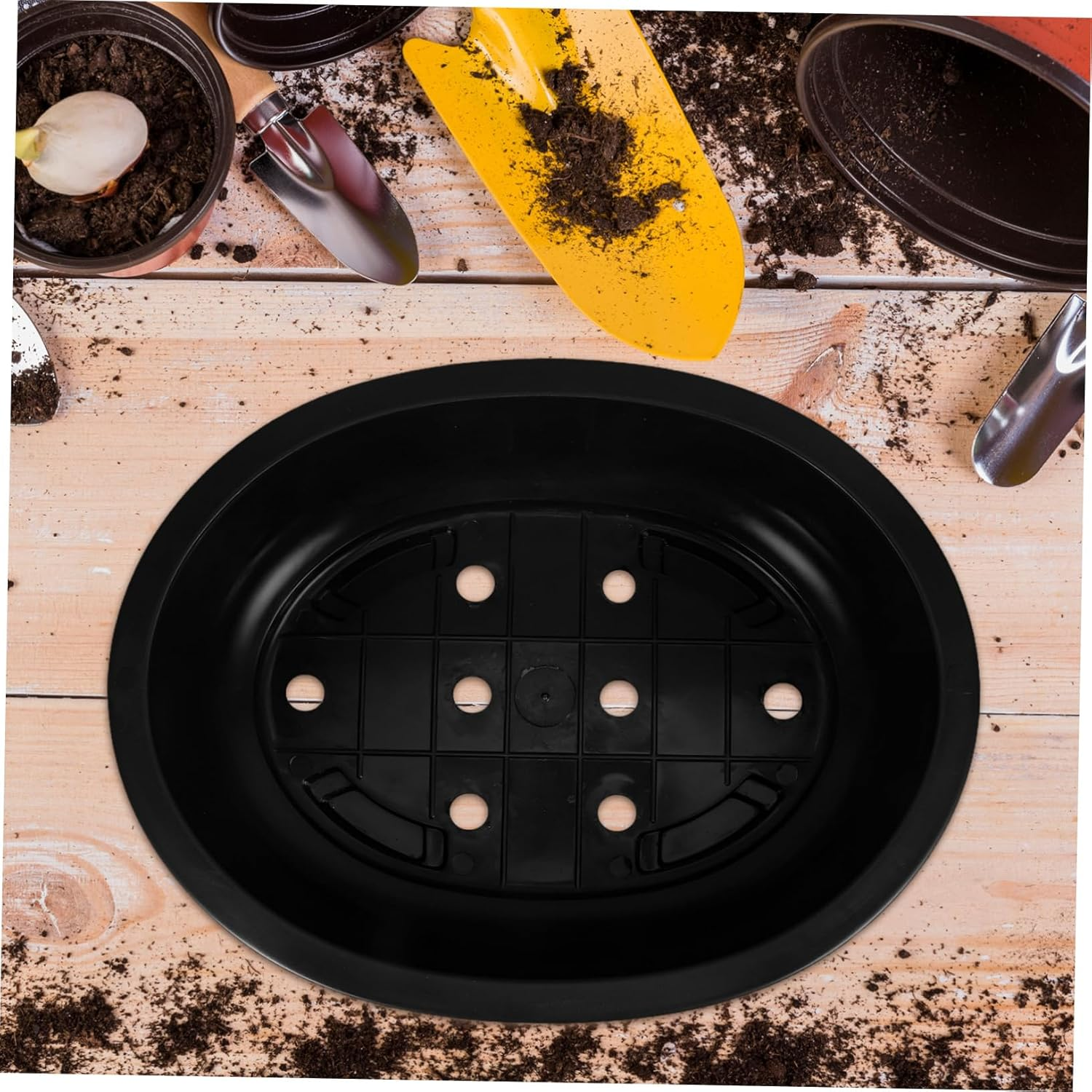 PAMINGONO 4Pcs Oval Drainage Bonsai Flower Pots Modern for Home Office Gardening for and Cacti Space-Saving Design Bottom Drainage image number 5