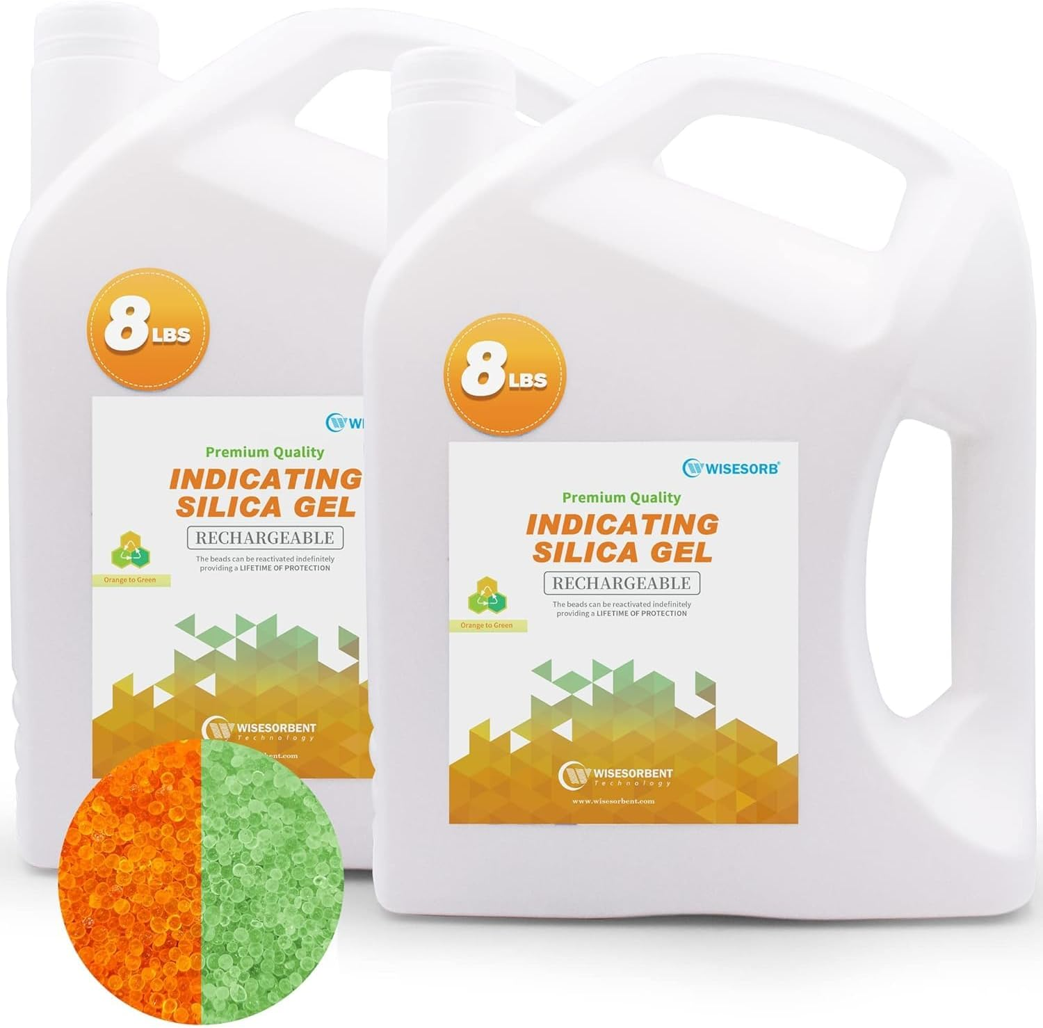 Wisesorb 8 LBS Indicating Silica Gel Beads (Orange to Green), Reusable Dessicant Dehumidifiers Desiccant Moisture Absorber