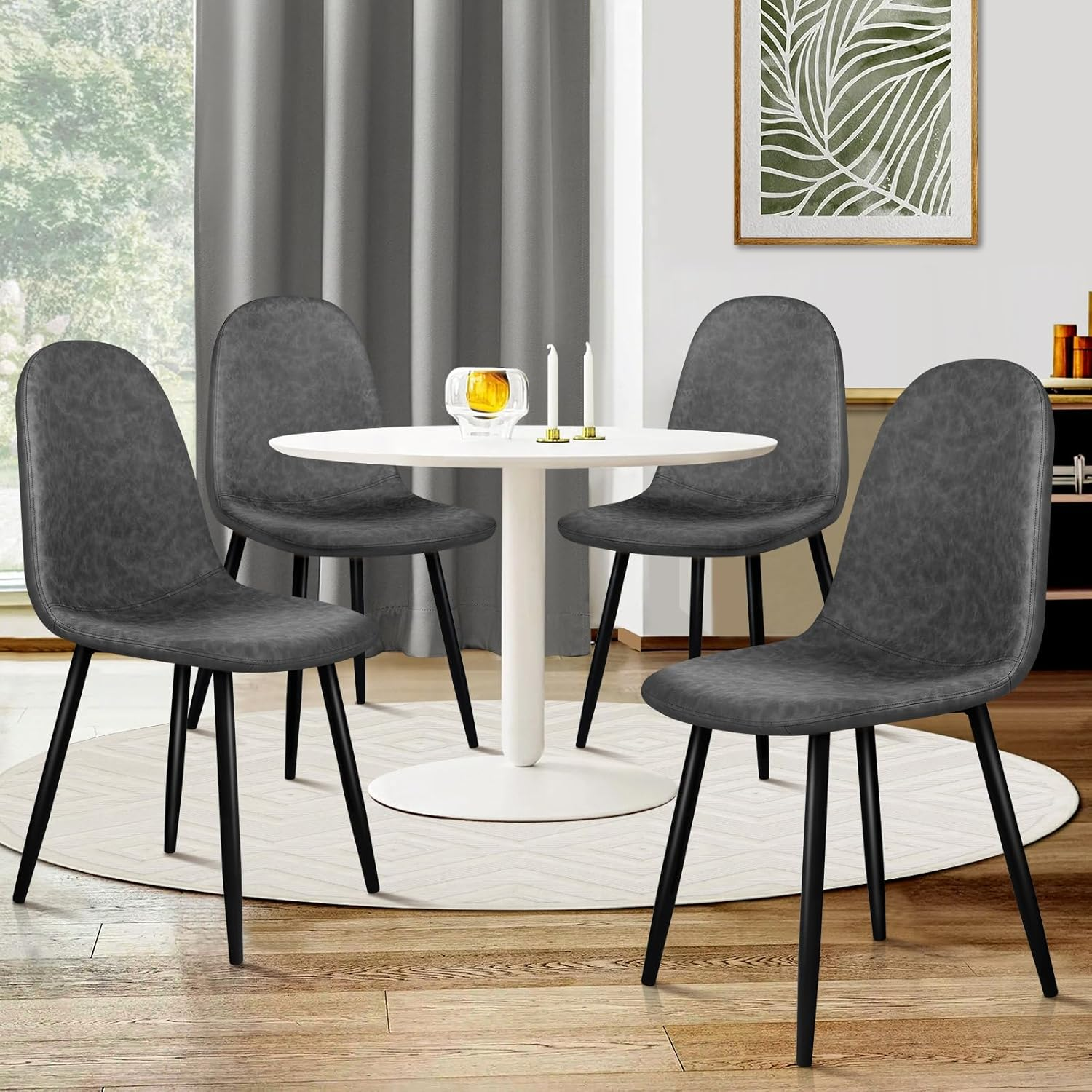 ALFORDSON Dining Chairs Set of 4 with Solid Wood Legs, Kitchen Chair with Floor Protector, EM Series Reading Seating for Home Cafe Coffee Table, Max 150Kg, White