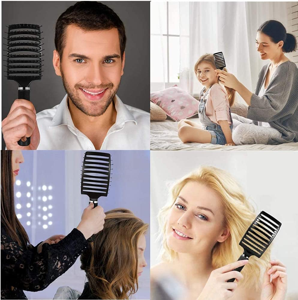 Hair Brush,Curved Vented Hairdressing Comb for Scalp Massage Anti-Static No Hair Tangle Hair Comb for Women Men Styling Tools (Pink) image number 1