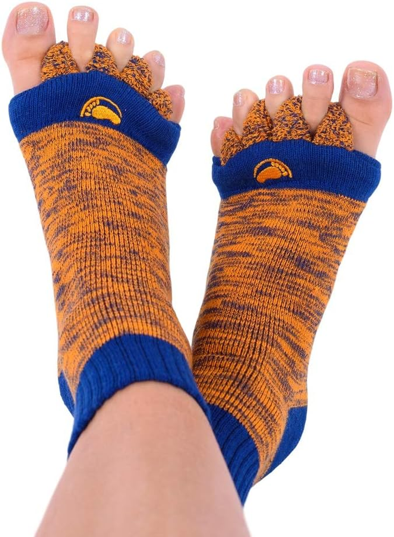 Foot Alignment Socks with Toe Separators by My Happy Feet | for Men or Women | Navy and Orange image number 1