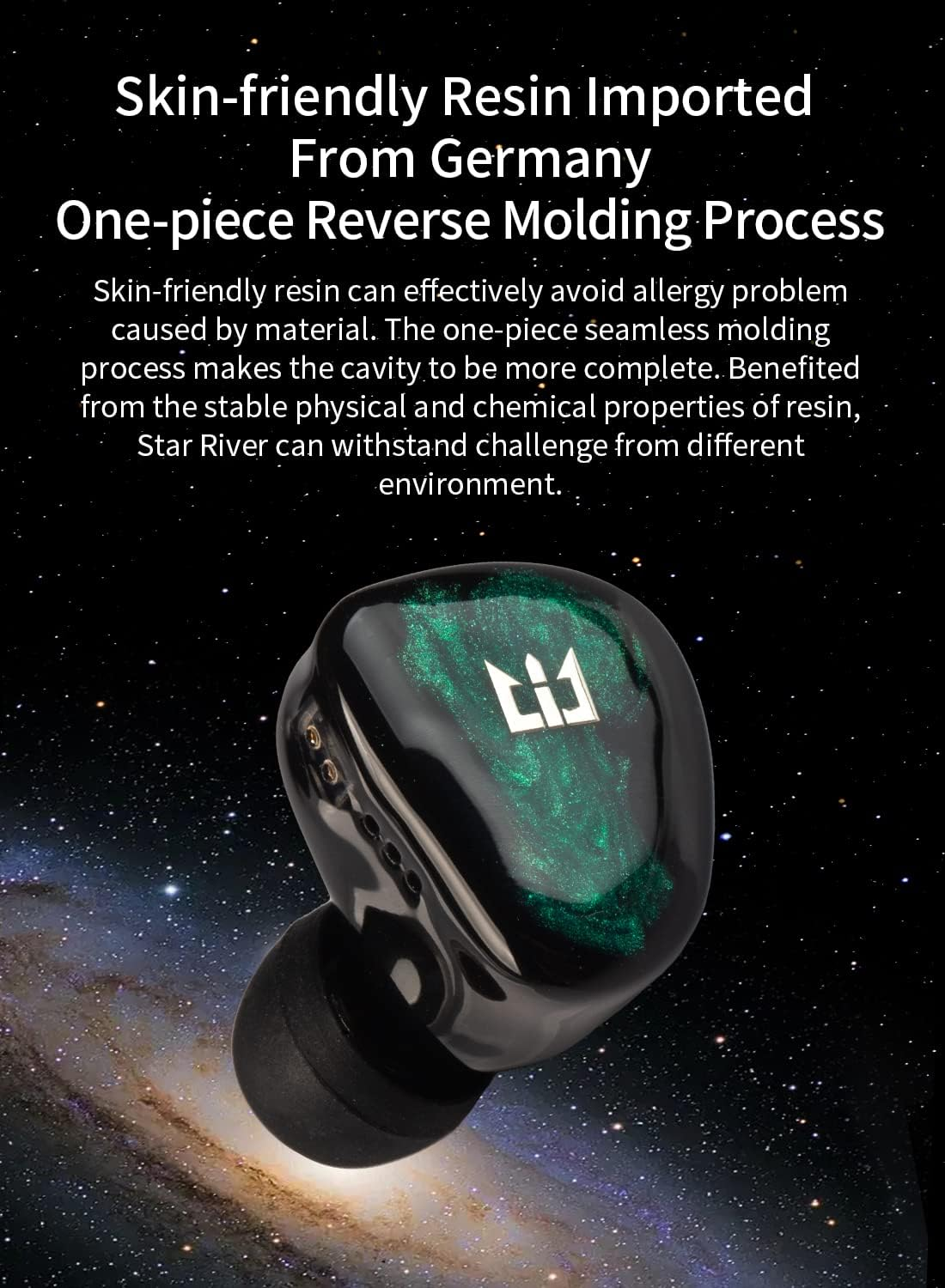 Yinyoo TRI Star River In-Ear Monitors Earphones, Wired Earbuds Headphone IEM with 4 Tuning Modes,10Mm High-Performance Beryllium DD, Hifi Stereo for Musician Singers (Green, 3.5Mm Plug) image number 5