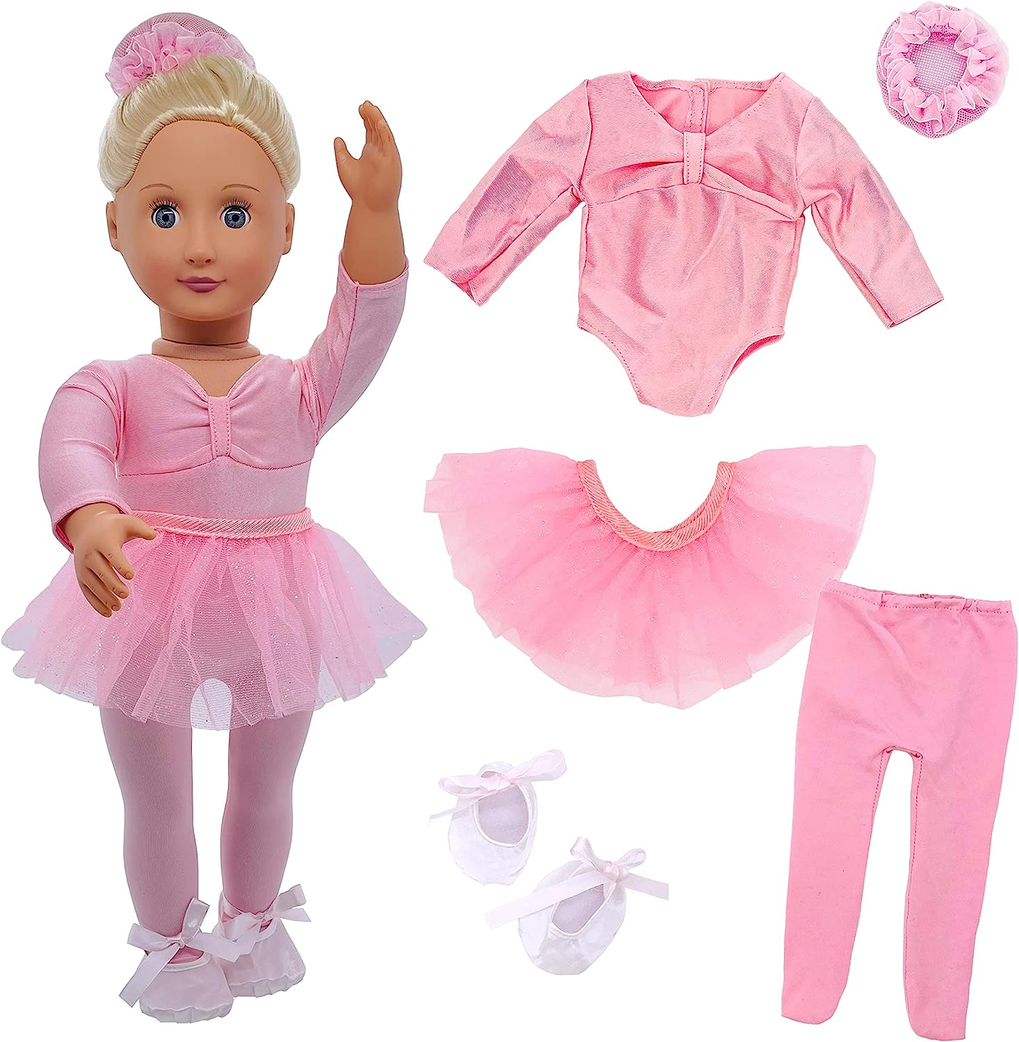 18" Doll Clothes Ballet Ballerina Outfits 5Pcs Dance Dress for American OG Girl 18 Inch Doll Accessories Sets Doll Clothes Gifts