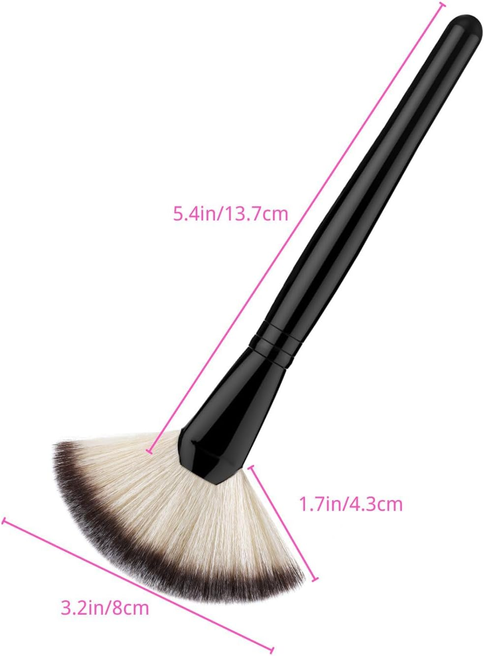 Fan Makeup Brush, Luxspire Professional Highlighting Make up Brush Blush Bronzer Cheekbones Brush, Single Large Soft & Dense Face Bulsh Powder Foundation Brushes Make up Tool, Black, Black, 5.51X1.69 Inch (Pack of 1), Makeup Brush image number 3