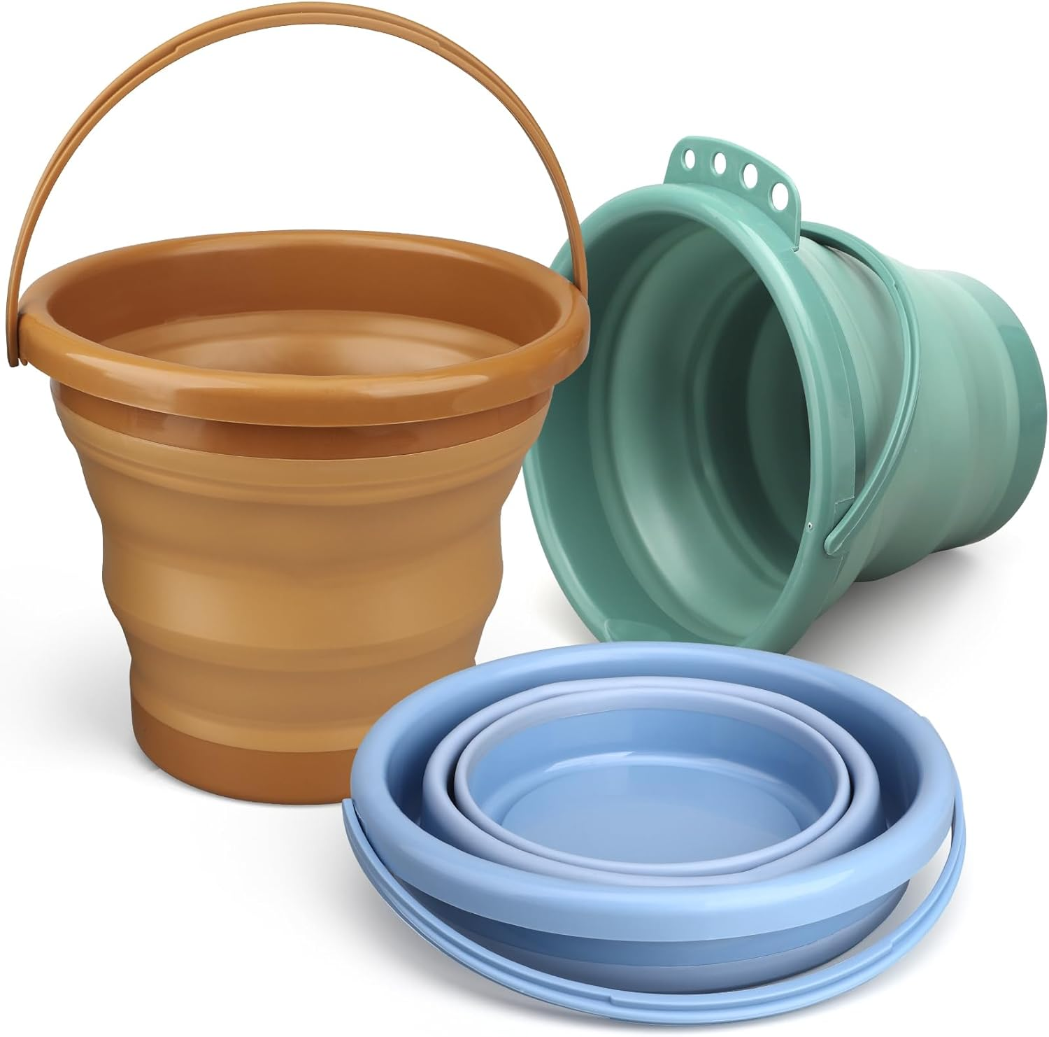 3L Collapsible Bucket, Foldable Pails 3 Packs, Space Saving Portable Buckets for Camping Travel Fishing, Multi-Use Household for Beach Sandbox Pool Cleaning