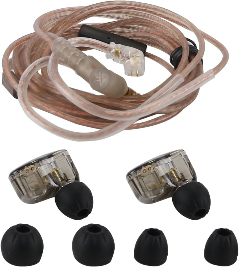 Laroal in Ear Monitors for Musicians, IEM Earbuds, Earphones with Deep Bass, Driver, over Ear Headset for Musicians Stage (Clear Grey with Microphone) image number 1