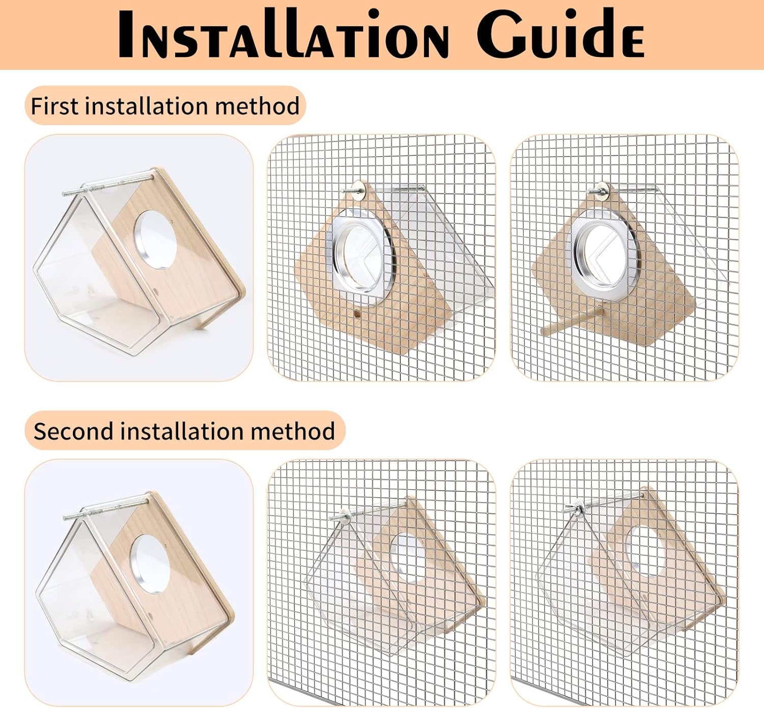 Parakeet Nesting Box for Cage, Nesting Box, Transparent Design, Bird Nest Incubator with Perch, Wooden Bird Cage, House for Inseparable Finch (Triangle) image number 3