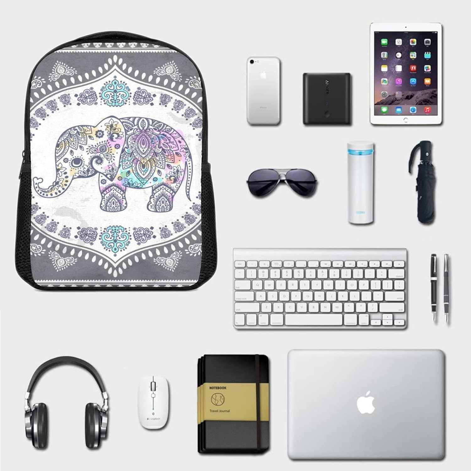 SEEKJOYS Tribal Elephant Pattern Backpack for Boys and Girls Water Resistant Preschool Backpack Lightweight Bookbags Camping Travel School Shoulder Bag, Multi, 44 X 28 Cm image number 2